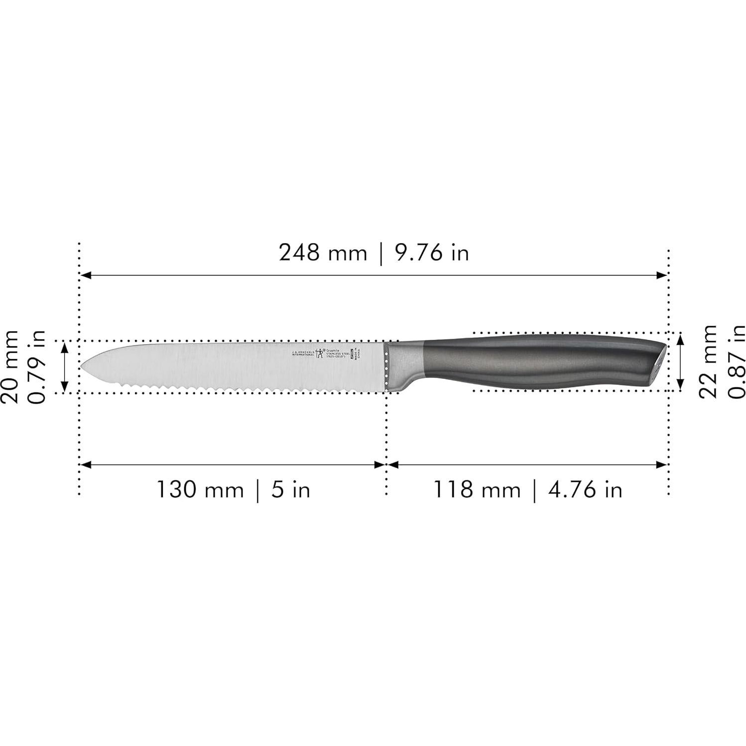 Cuchillo de Tomate Henckels Graphite 12.7 cm Afilado Serrado