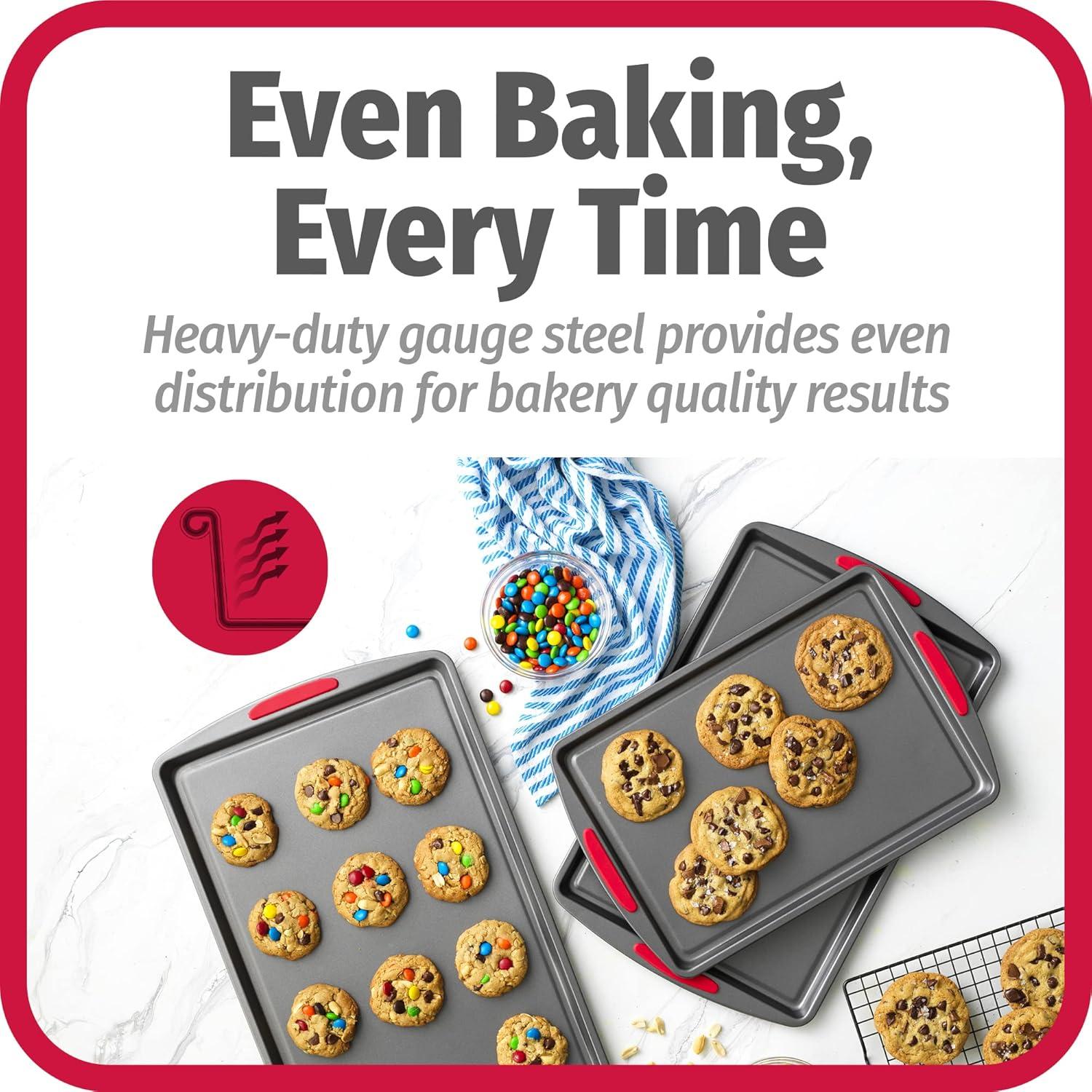 Juego de 3 bandejas para galletas GoodCook MegaGrip, acero gris