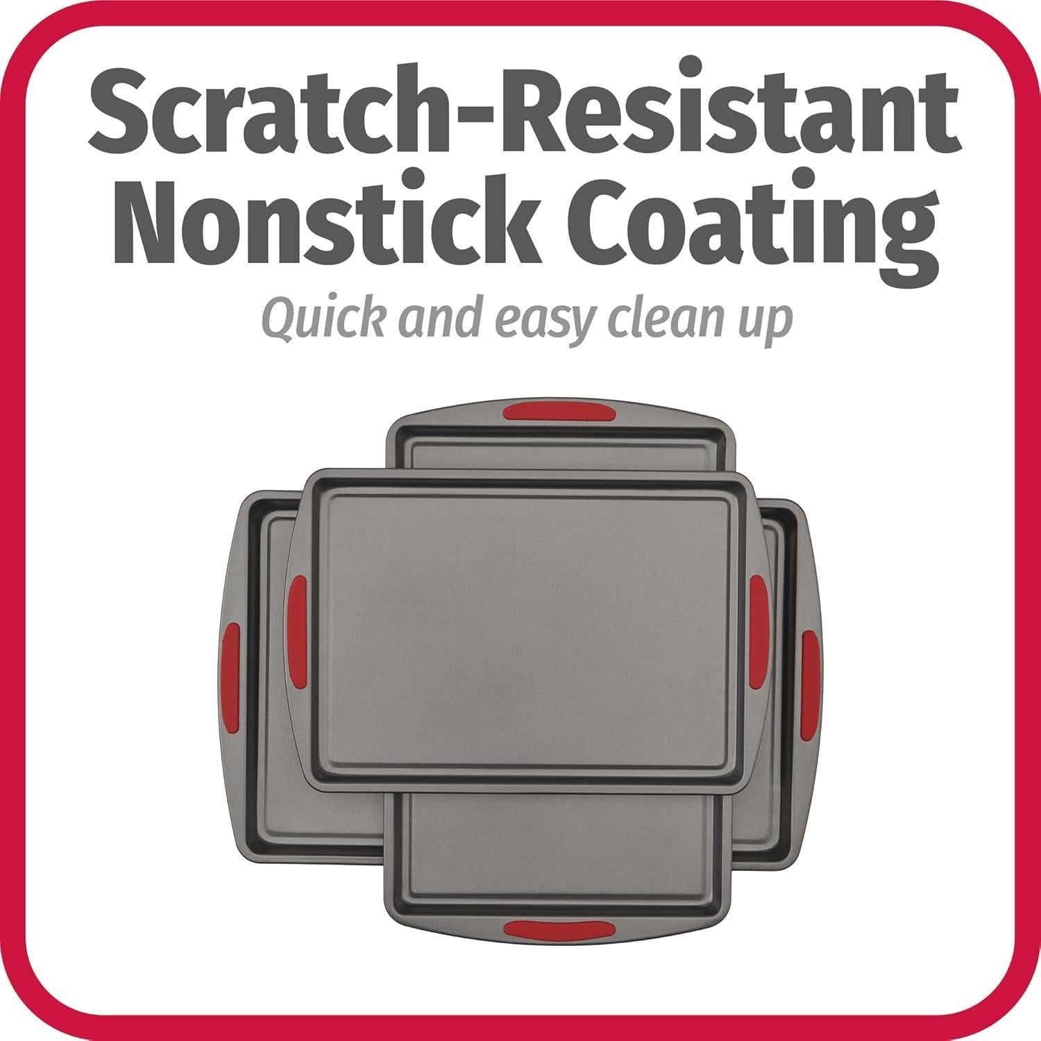 Juego de 3 bandejas para galletas GoodCook MegaGrip, acero gris