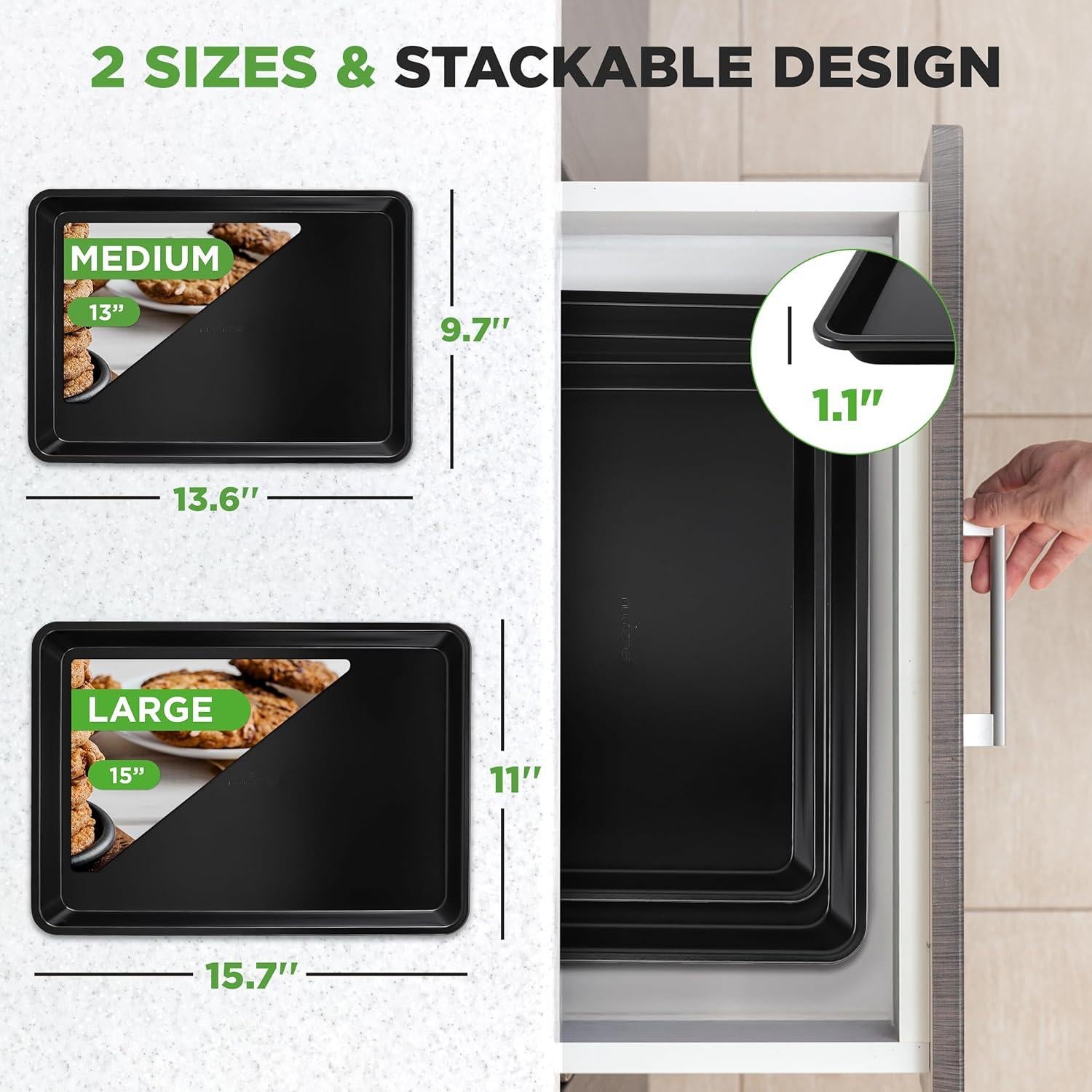 Juego de 2 Bandejas para Hornear Antiadherentes NutriChef