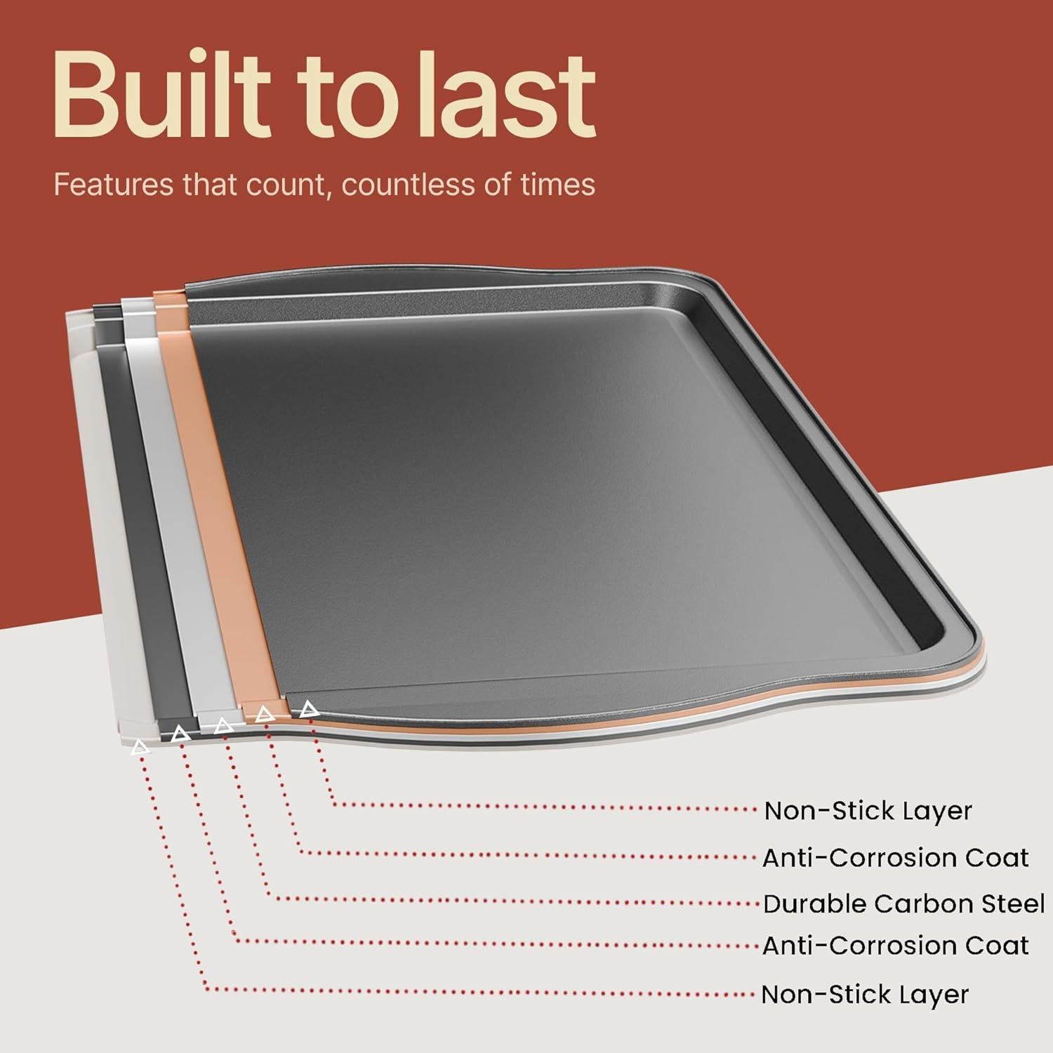 Juego de 3 Bandejas para Hornear BAKKEN Antiadherente Mármol Gris