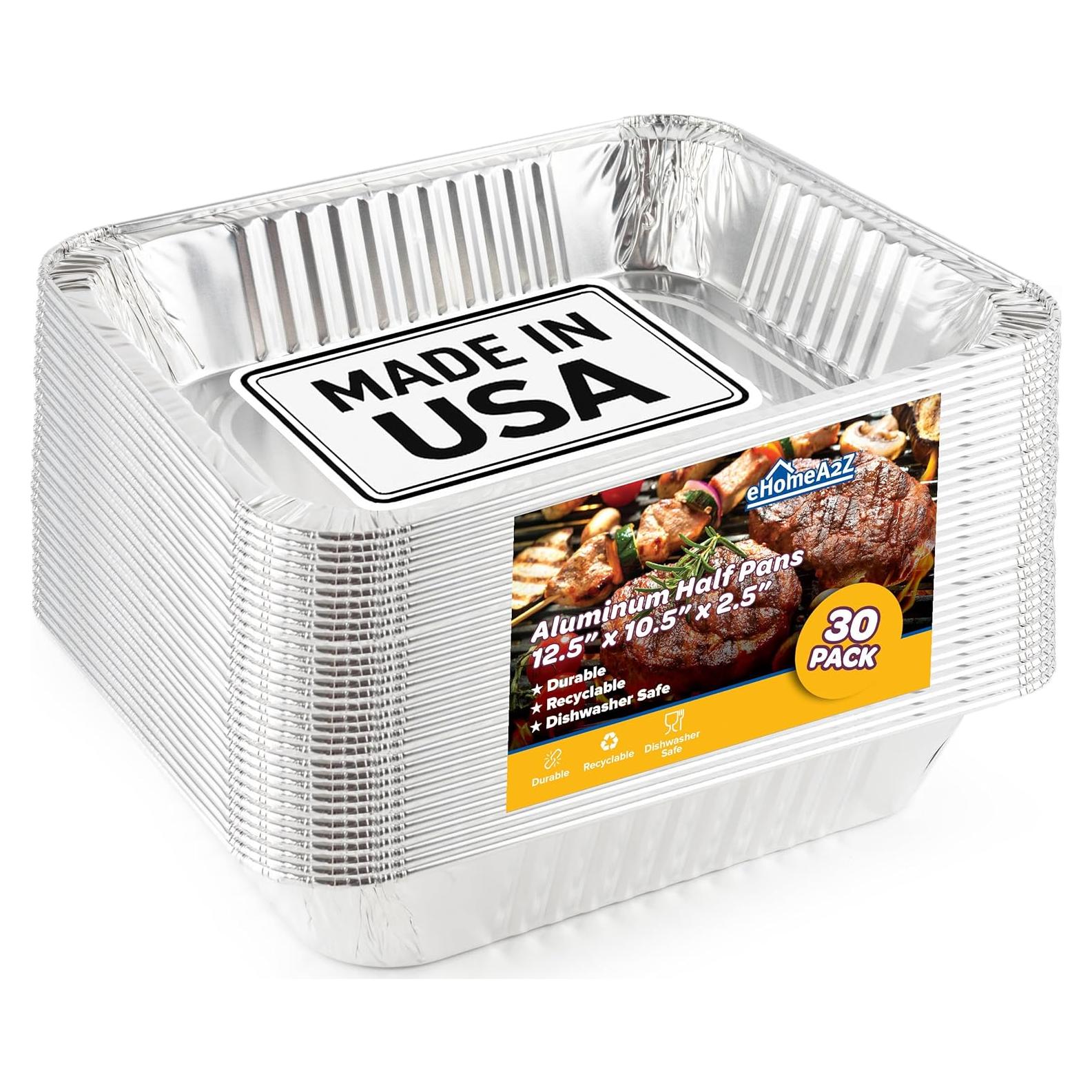 Bandejas de Aluminio Desechables EHOMEA2Z 30 Paquete 22.86x33.02 cm