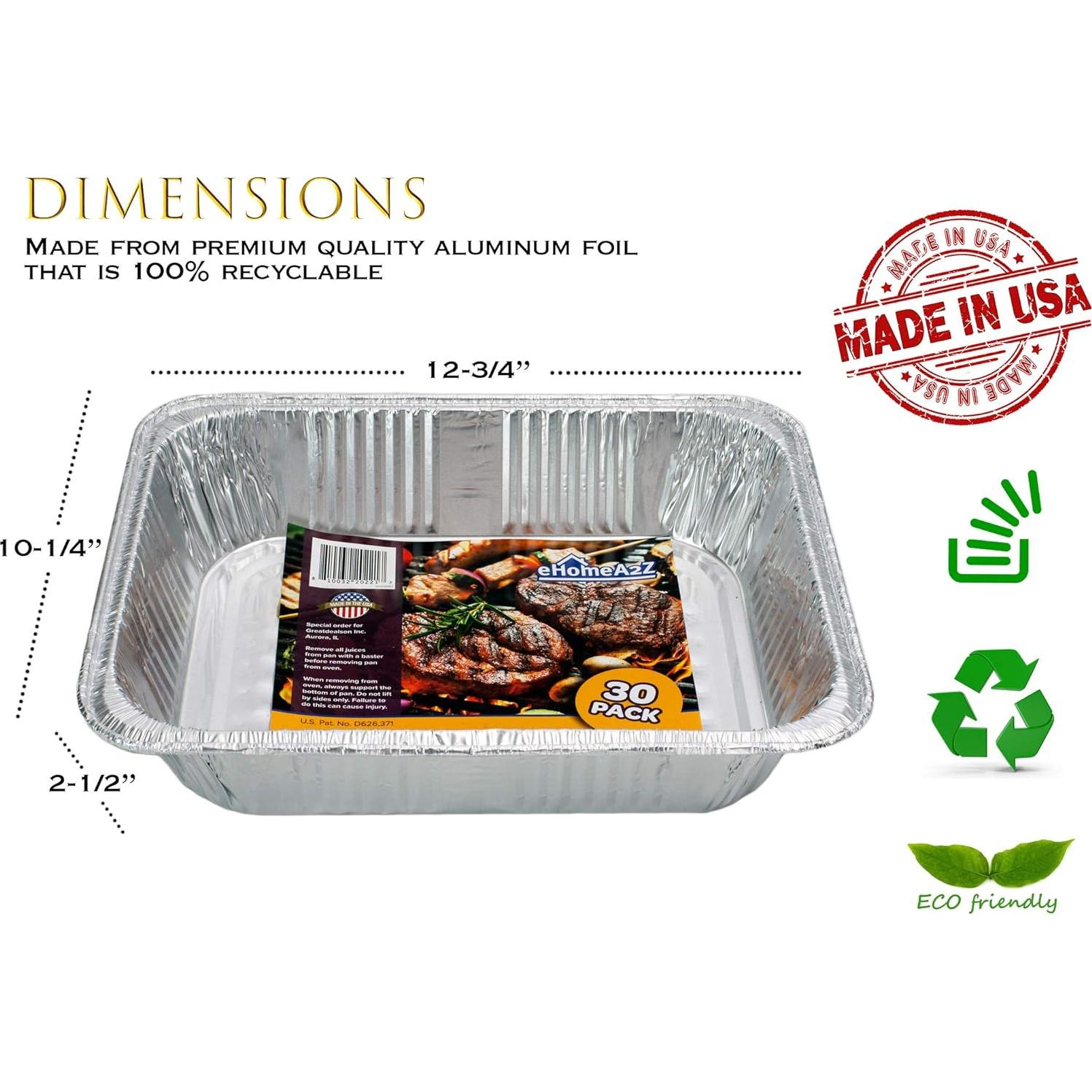 Bandejas de Aluminio Desechables EHOMEA2Z 30 Paquete 22.86x33.02 cm