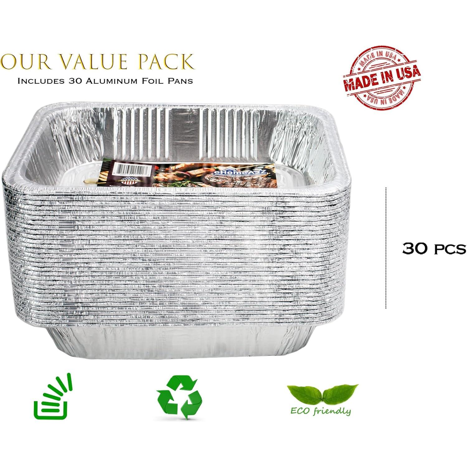 Bandejas de Aluminio Desechables EHOMEA2Z 30 Paquete 22.86x33.02 cm