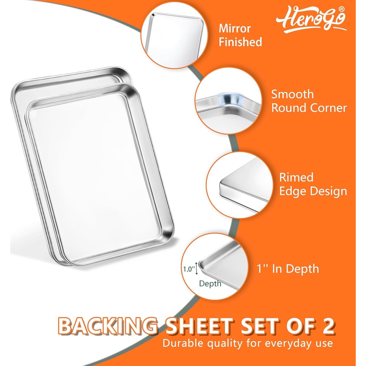 Juego de bandejas para hornear Herogo, 2 piezas de acero inoxidable