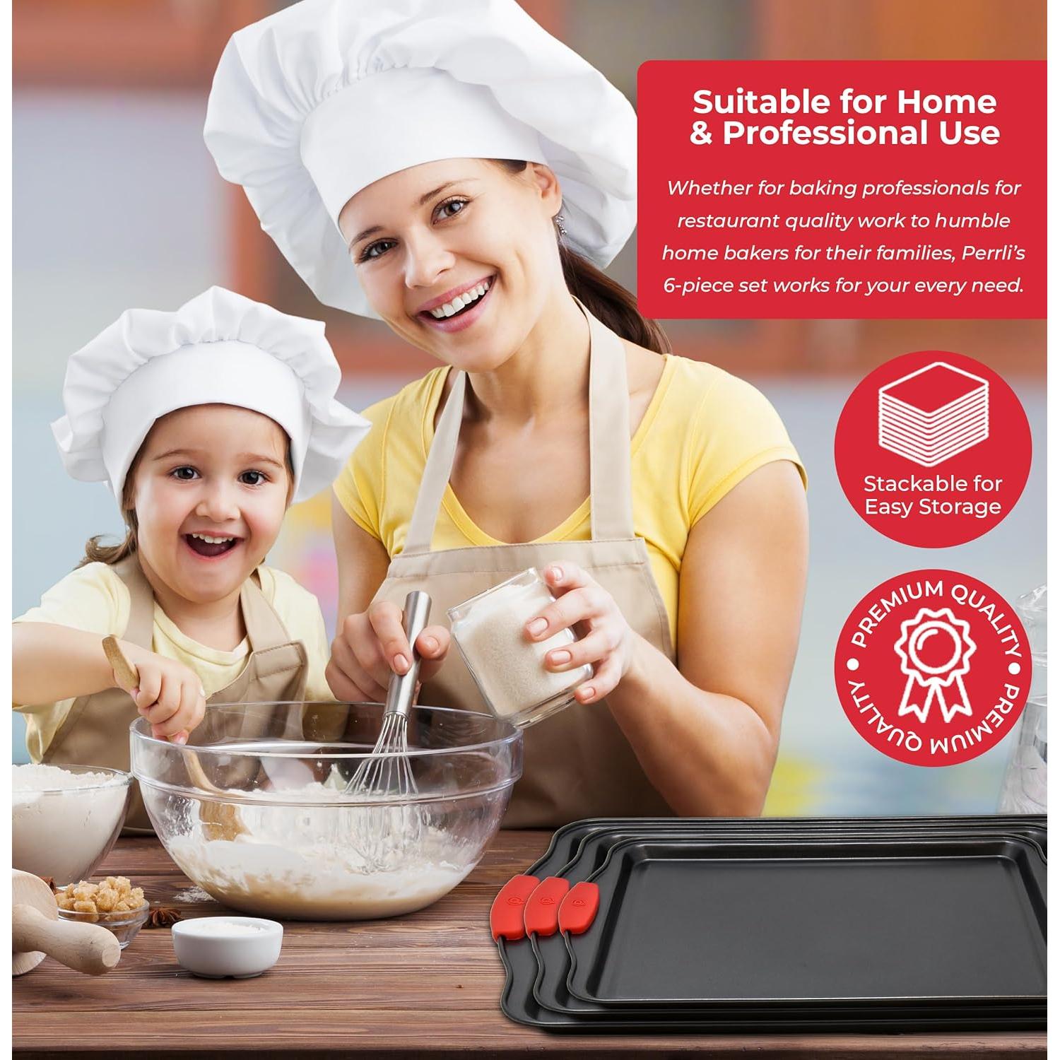 Juego de bandejas para hornear PERLLI 3 piezas acero al carbono