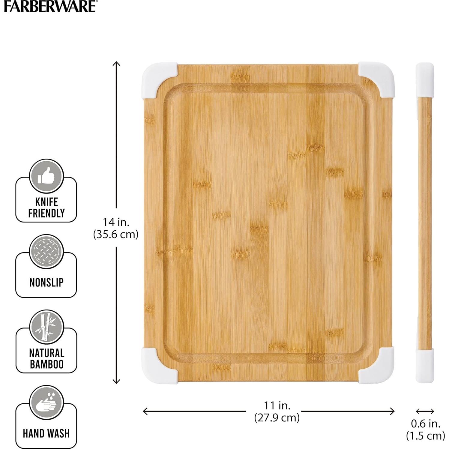 Tabla de Cortar Antideslizante Farberware 28x36 cm Bambú