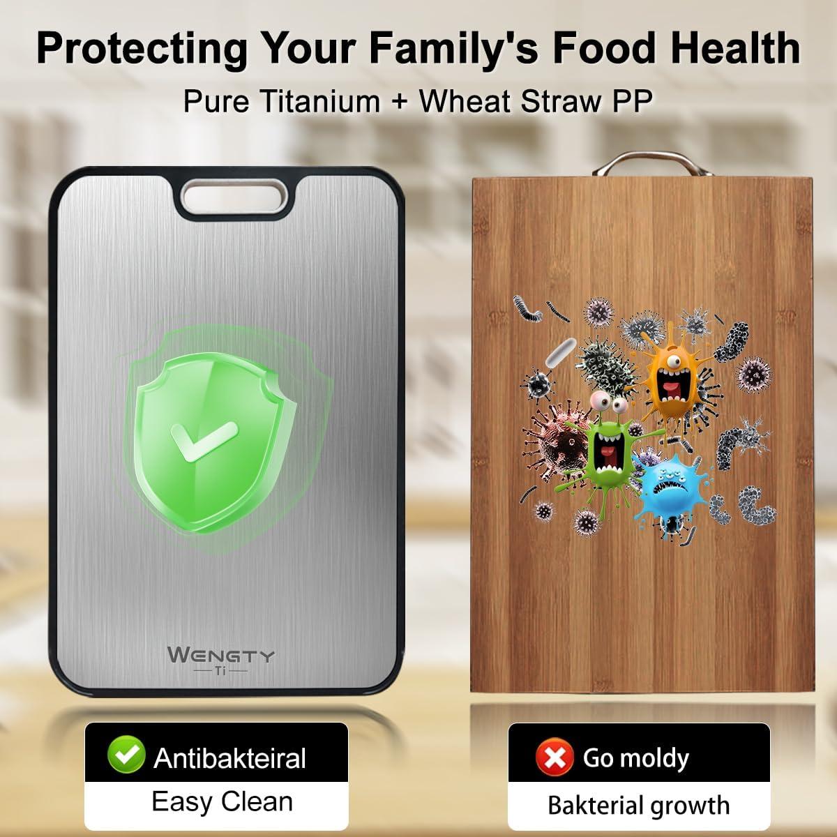 Tabla de Cortar Doble Cara WENGTY Titanio 40.1x27.9cm