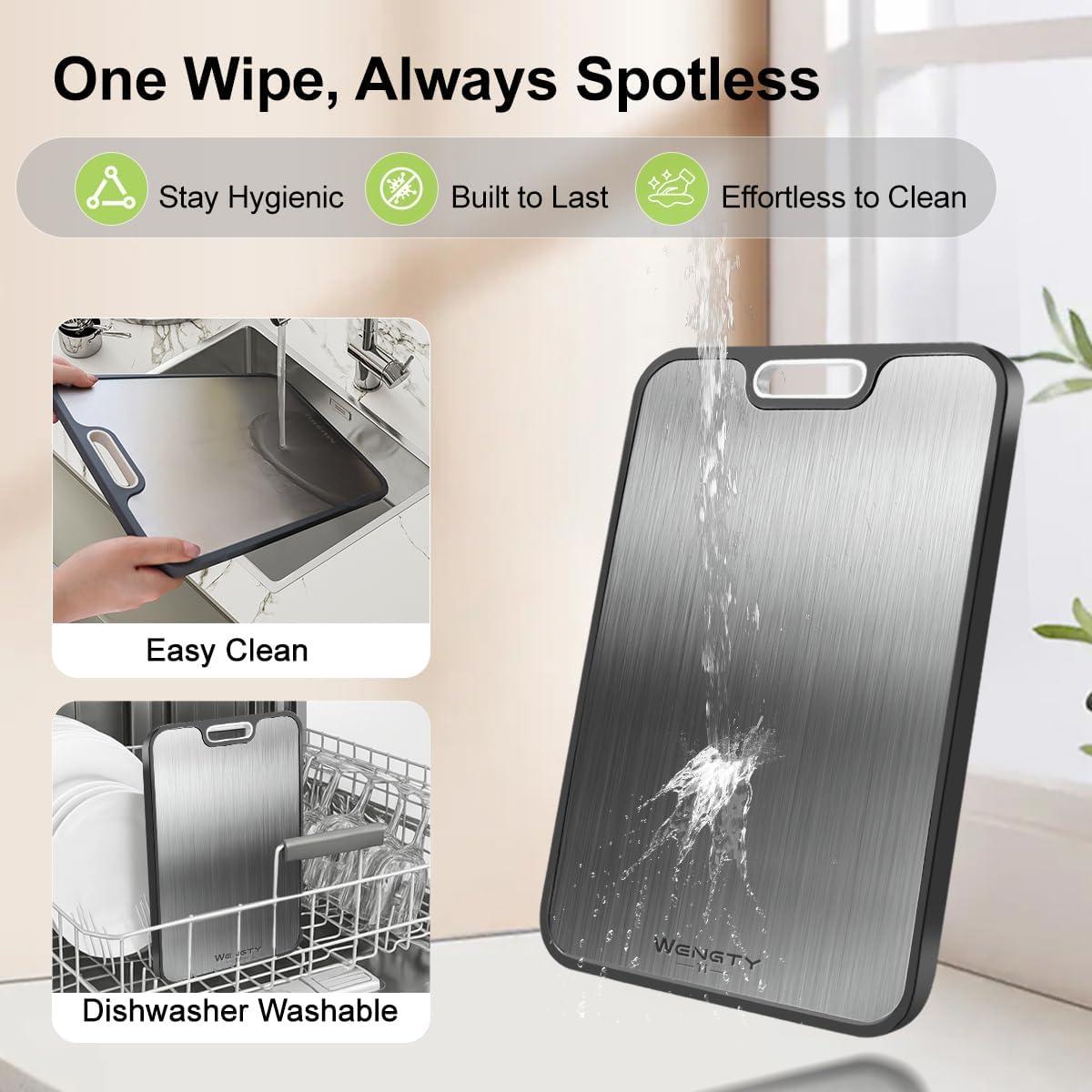 Tabla de Cortar Doble Cara WENGTY Titanio 40.1x27.9cm