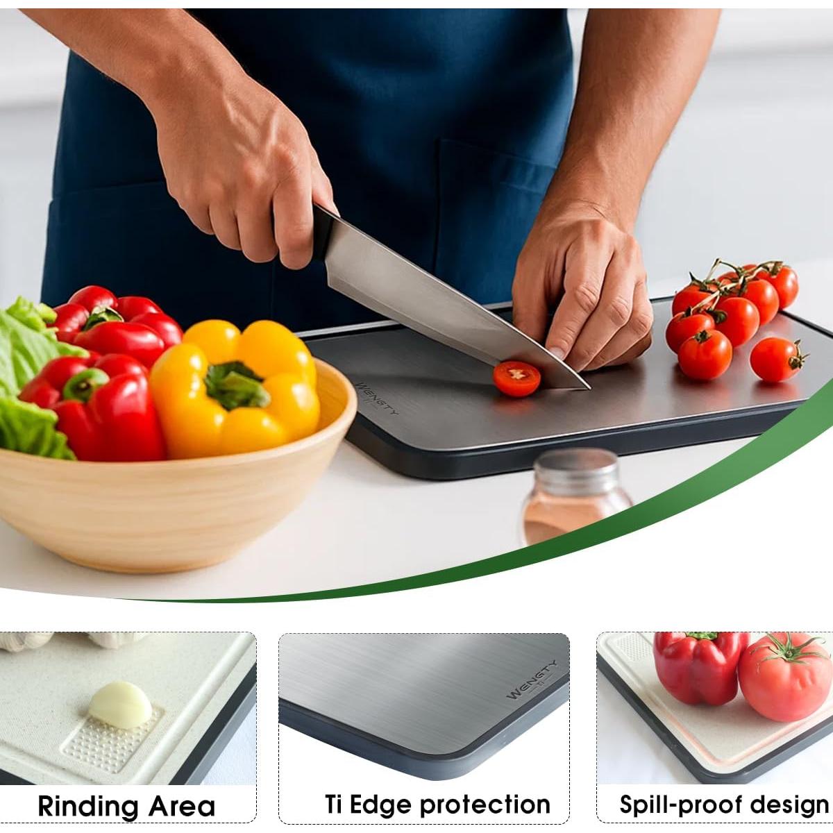 Tabla de Cortar Doble Cara WENGTY Titanio 40.1x27.9cm
