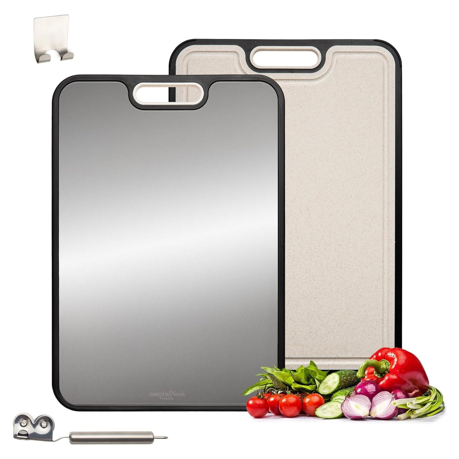 Tabla de Cortar de Titanio 40.64x27.94 cm con Afilador - essentialNook