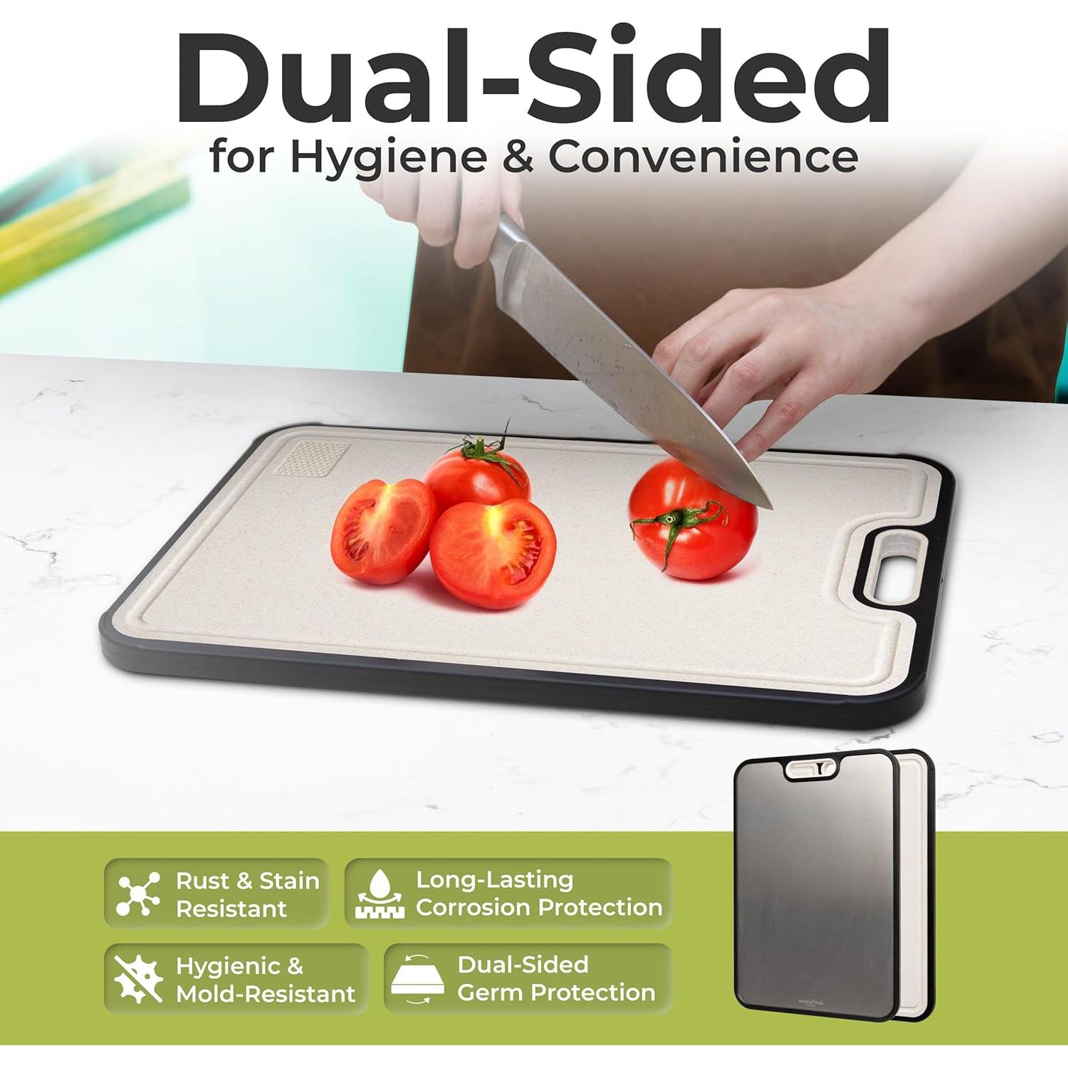 Tabla de Cortar de Titanio 40.64x27.94 cm con Afilador - essentialNook