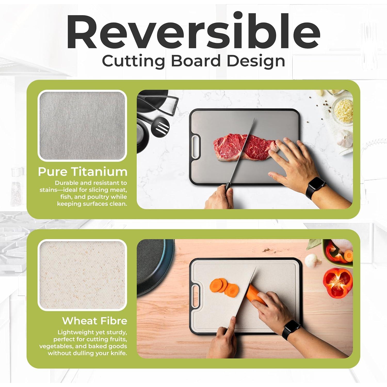 Tabla de Cortar de Titanio 40.64x27.94 cm con Afilador - essentialNook
