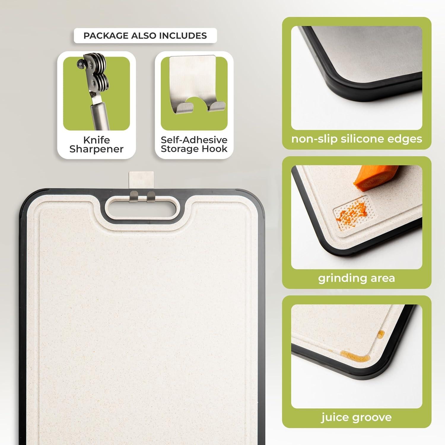 Tabla de Cortar de Titanio 40.64x27.94 cm con Afilador - essentialNook