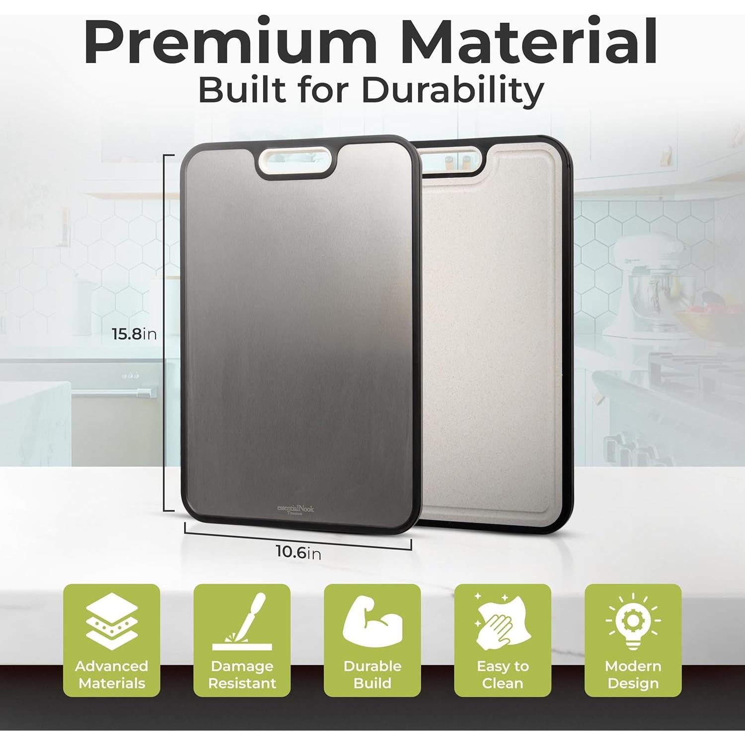 Tabla de Cortar de Titanio 40.64x27.94 cm con Afilador - essentialNook