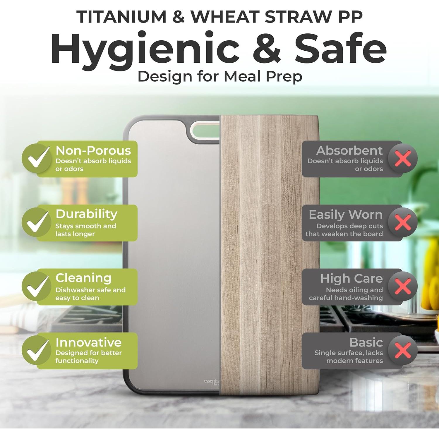 Tabla de Cortar de Titanio 40.64x27.94 cm con Afilador - essentialNook