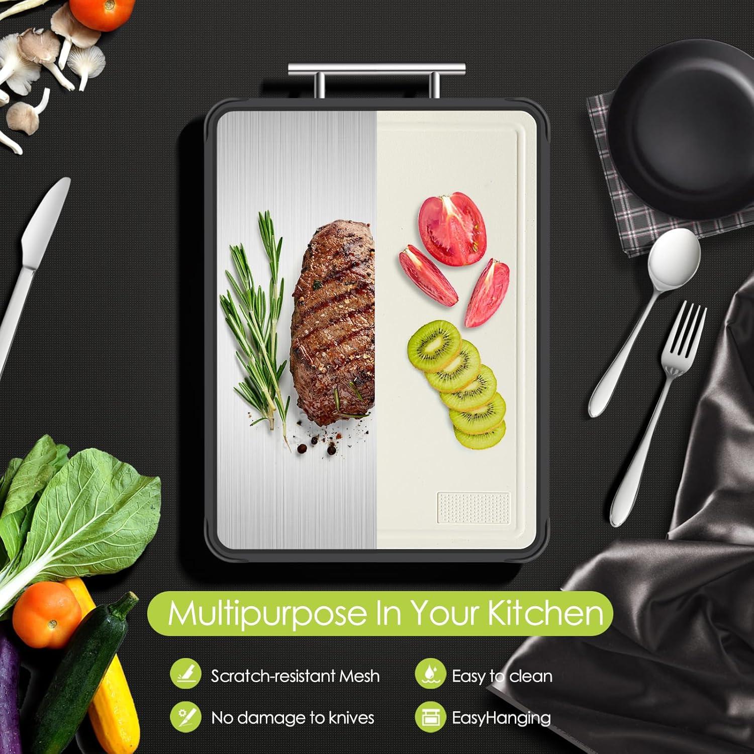 Tabla de Cortar Doble Cara PTYTIFY Titanio 40.64x30.48cm