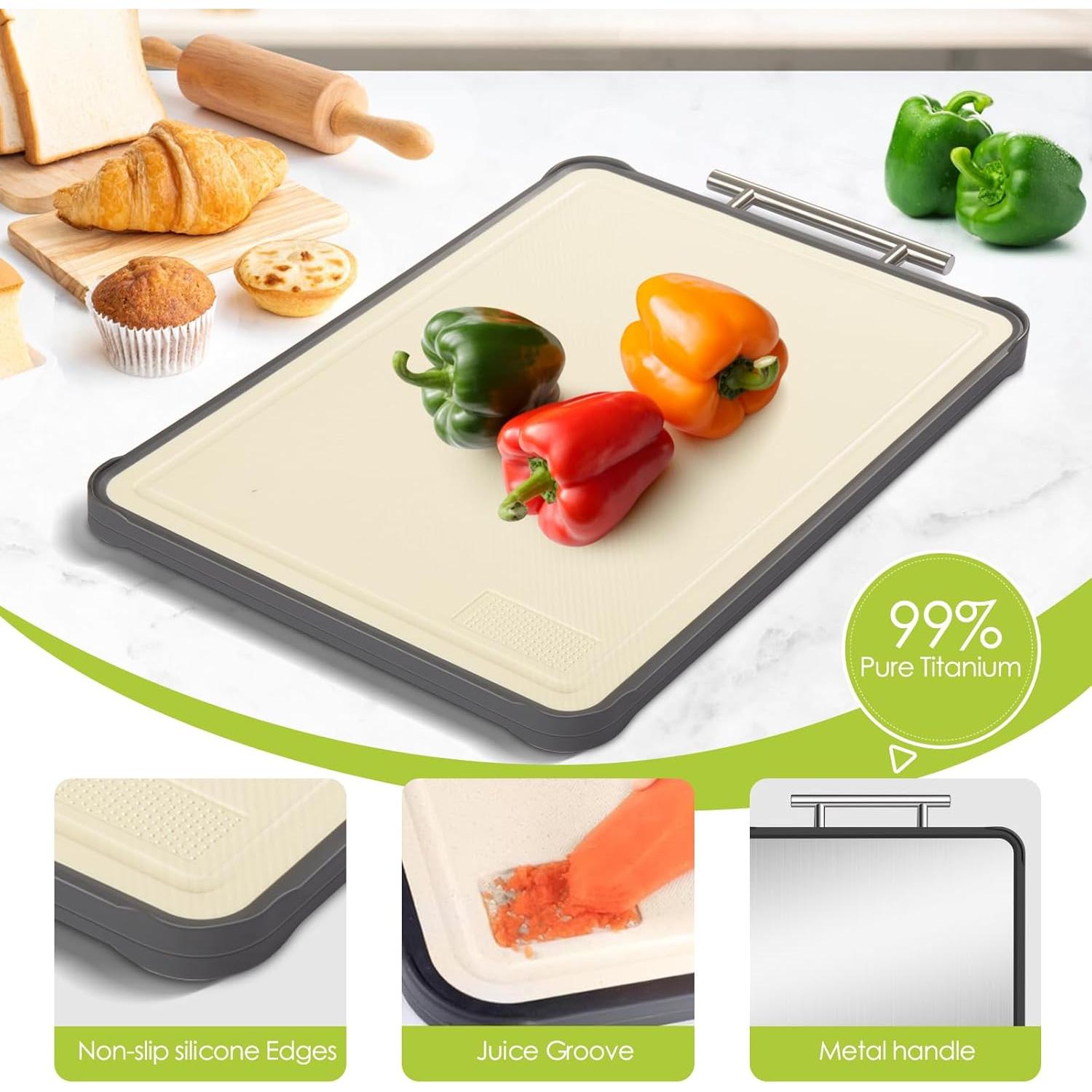 Tabla de Cortar Doble Cara PTYTIFY Titanio 40.64x30.48cm