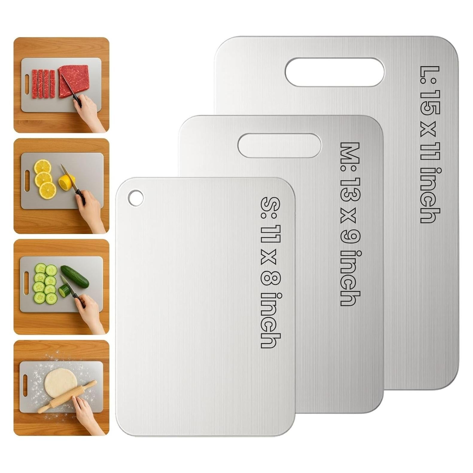 Juego de 3 Tablas de Cortar de Titanio YoYoulee - Higiénicas y Duraderas