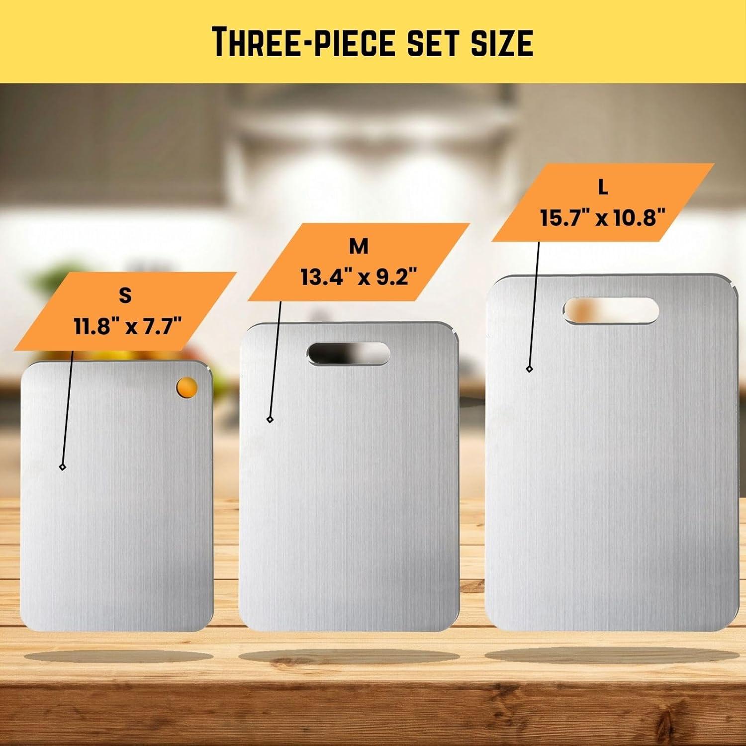 Juego de 3 Tablas de Cortar de Titanio YoYoulee - Higiénicas y Duraderas