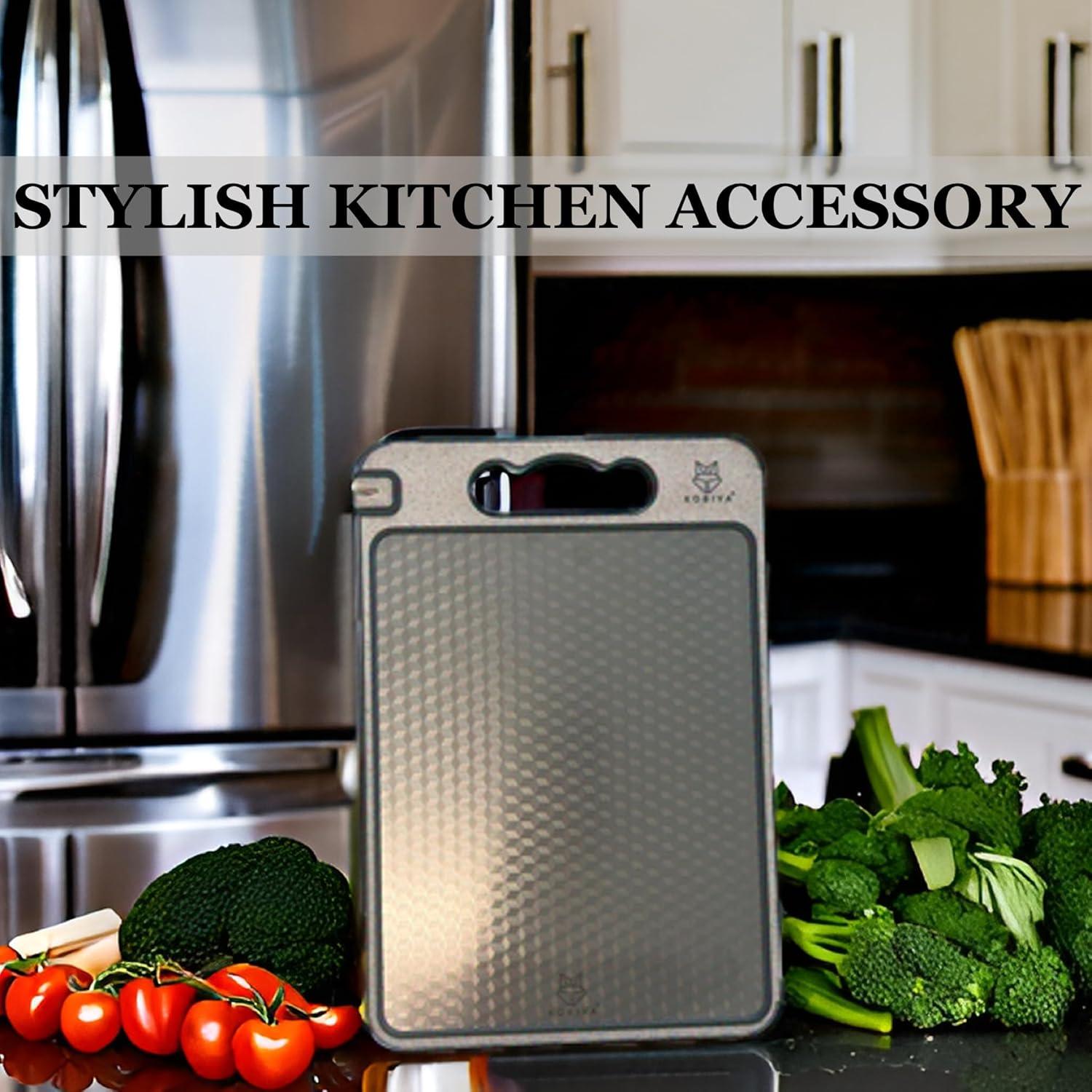 Tabla de Cortar Doble Cara Kobiva Acero Inoxidable 36.83x25.4cm