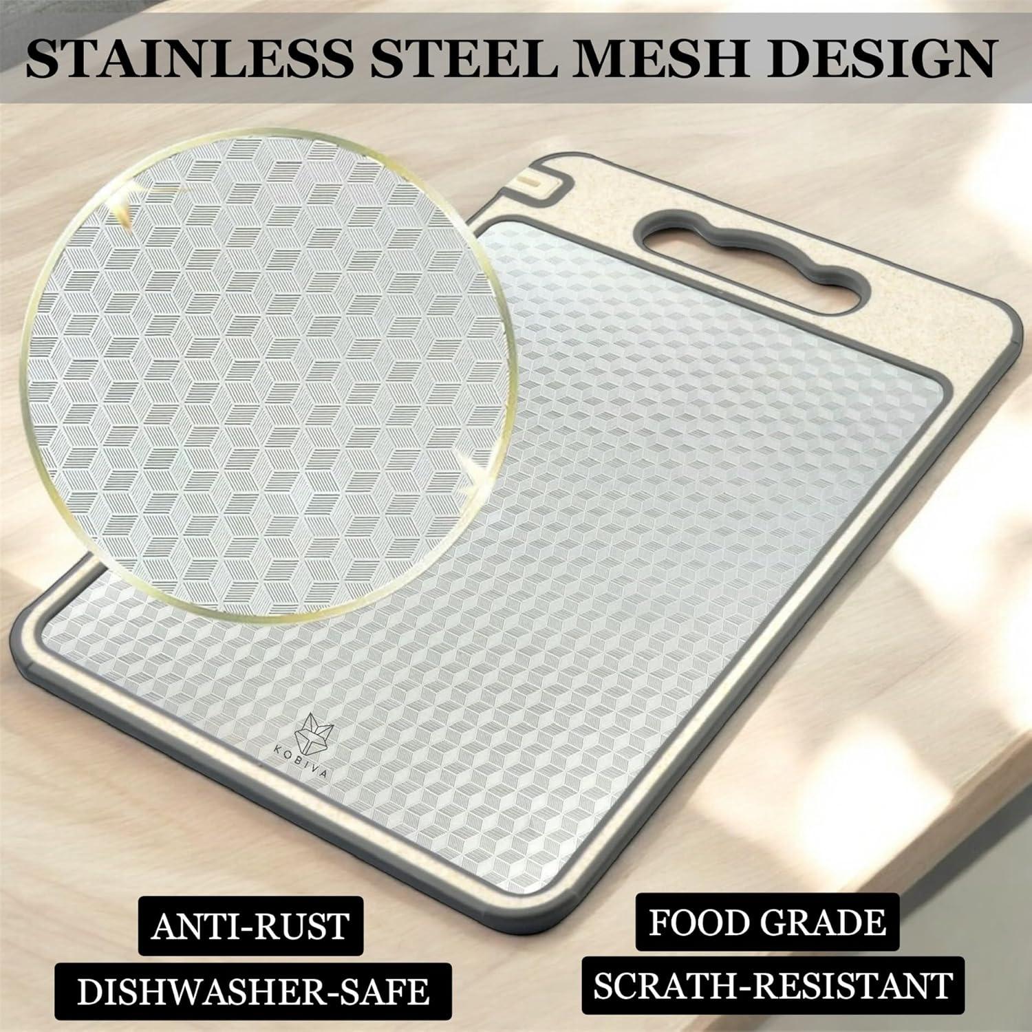 Tabla de Cortar Doble Cara Kobiva Acero Inoxidable 36.83x25.4cm