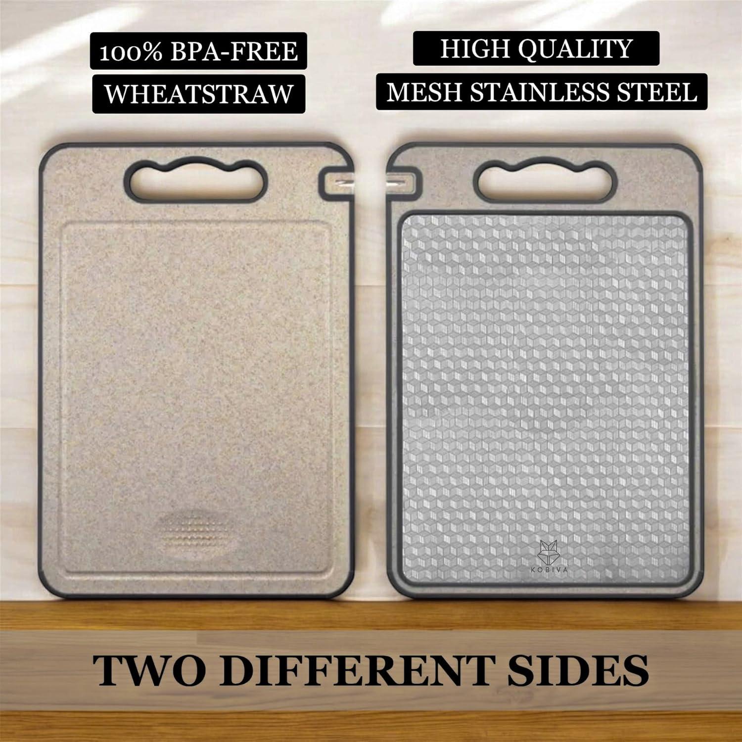 Tabla de Cortar Doble Cara Kobiva Acero Inoxidable 36.83x25.4cm