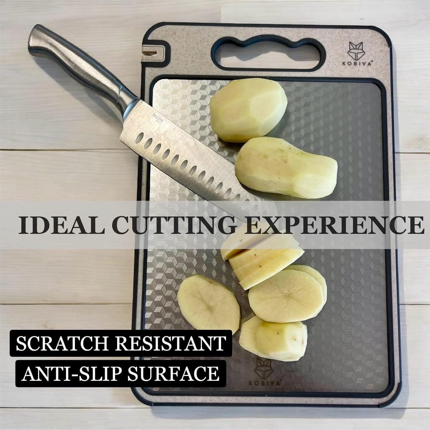 Tabla de Cortar Doble Cara Kobiva Acero Inoxidable 36.83x25.4cm