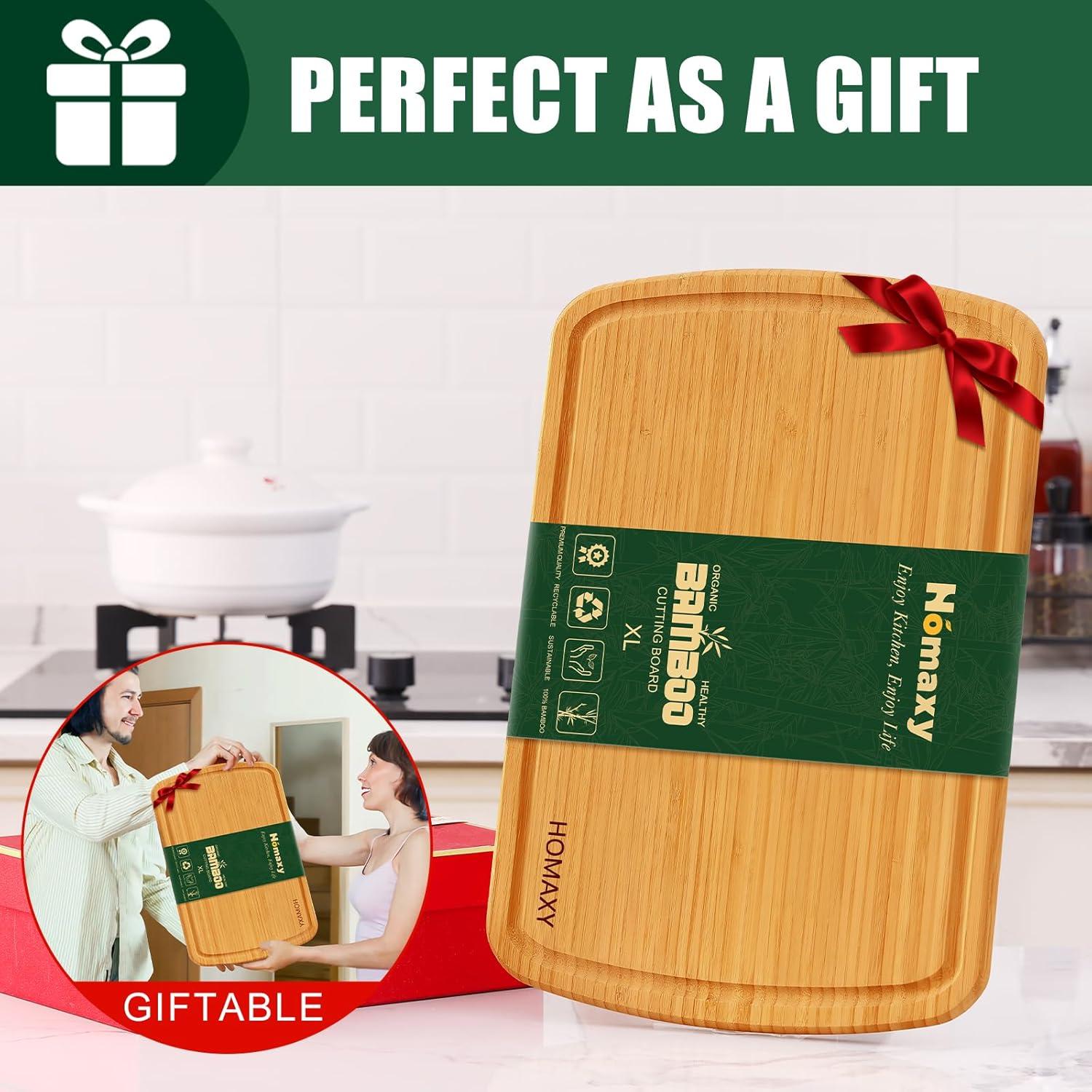 Tabla de Cortar de Bambú Homaxy XL 45.72x31.75 cm Antideslizante