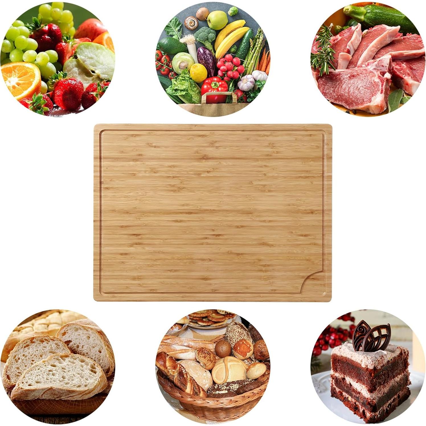 Tabla de Cortar Grande de Bambú GAOMON 61x46 cm con Canal de Jugo