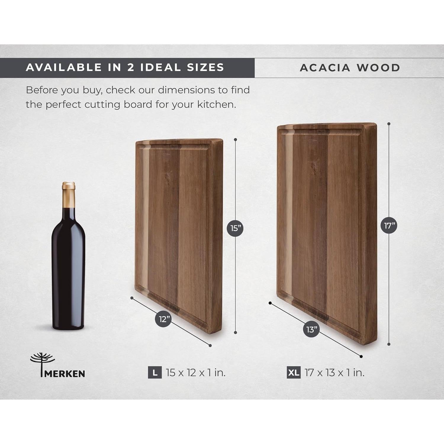 Tabla de Cortar de Madera de Acacia Merken 38x30 cm Reversible