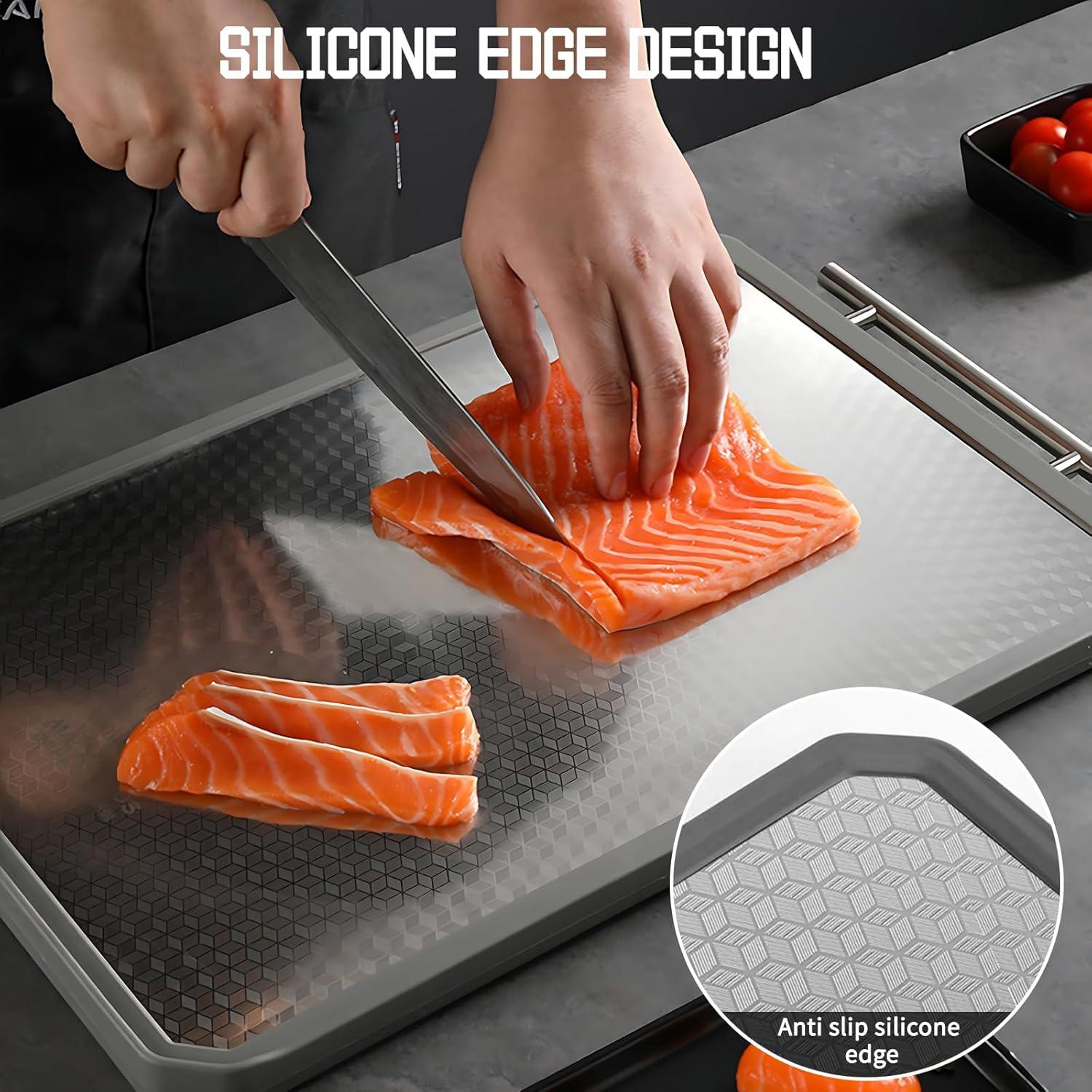 Tabla de Cortar Doble Lado XINHUISHQZ Acero Inoxidable 40.64x27.94cm