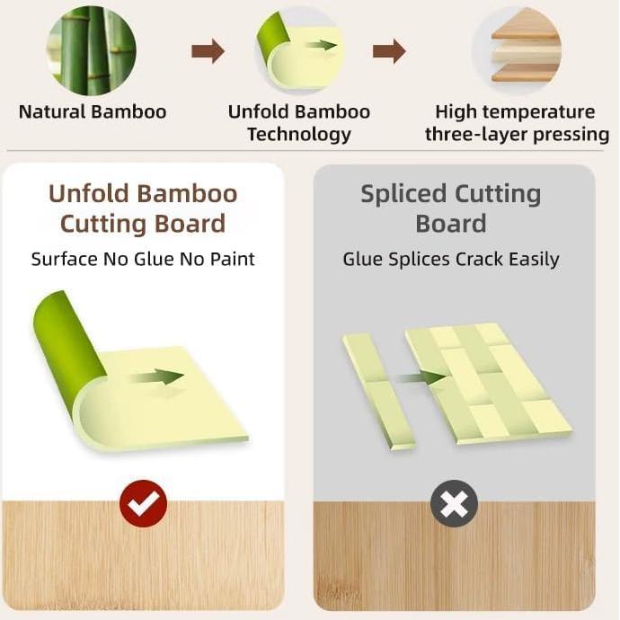 Tabla de Cortar Grande RhinoLife de Bambú 40x28 cm Antimicrobiana