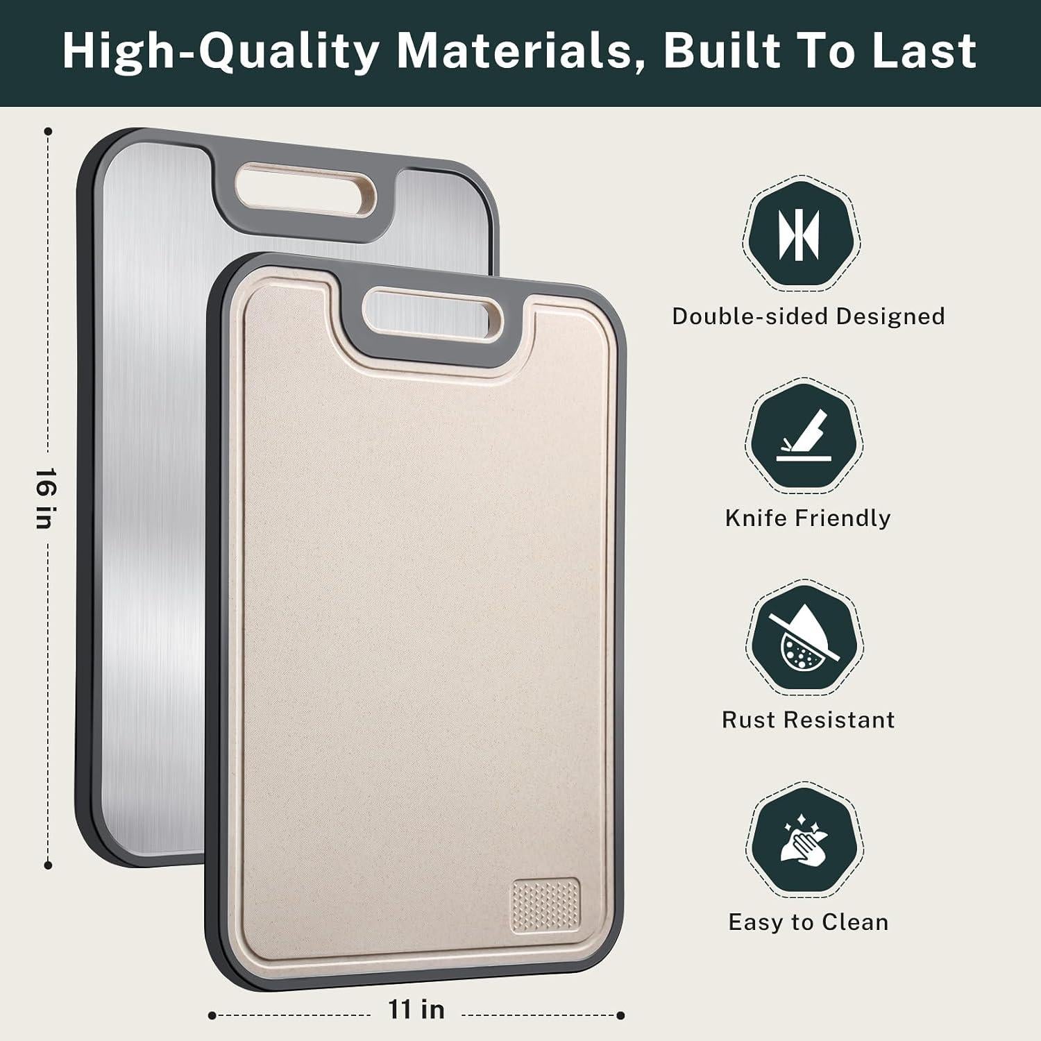 Tabla de Cortar Doble Cara Snuvid 40.6x27.9cm Acero Inoxidable