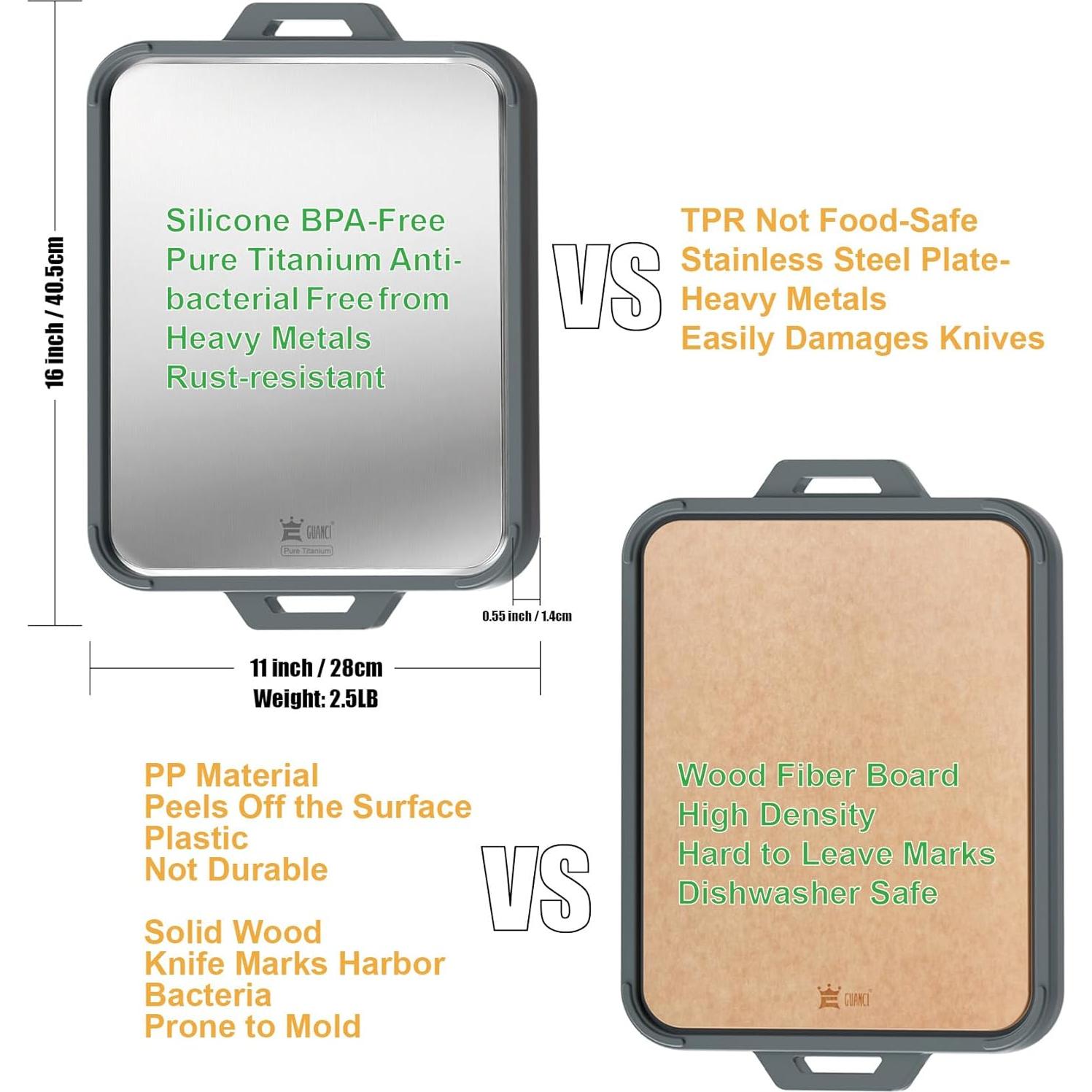 Tabla de Cortar Doble Cara GUANCI Titanio 40.64x27.94cm
