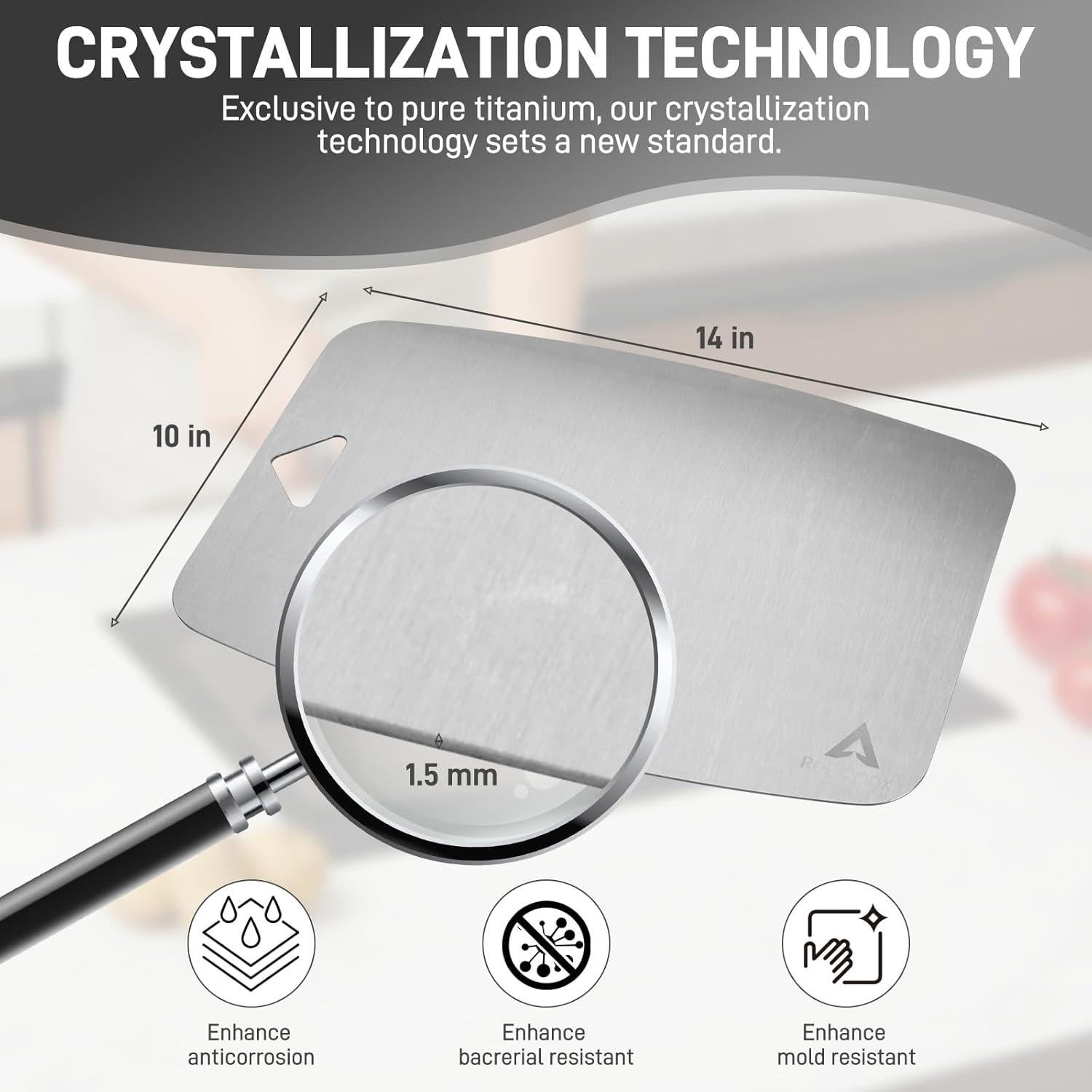 Tabla de Cortar de Titanio Rod Apex 35.56x25.4cm Antimicrobiana