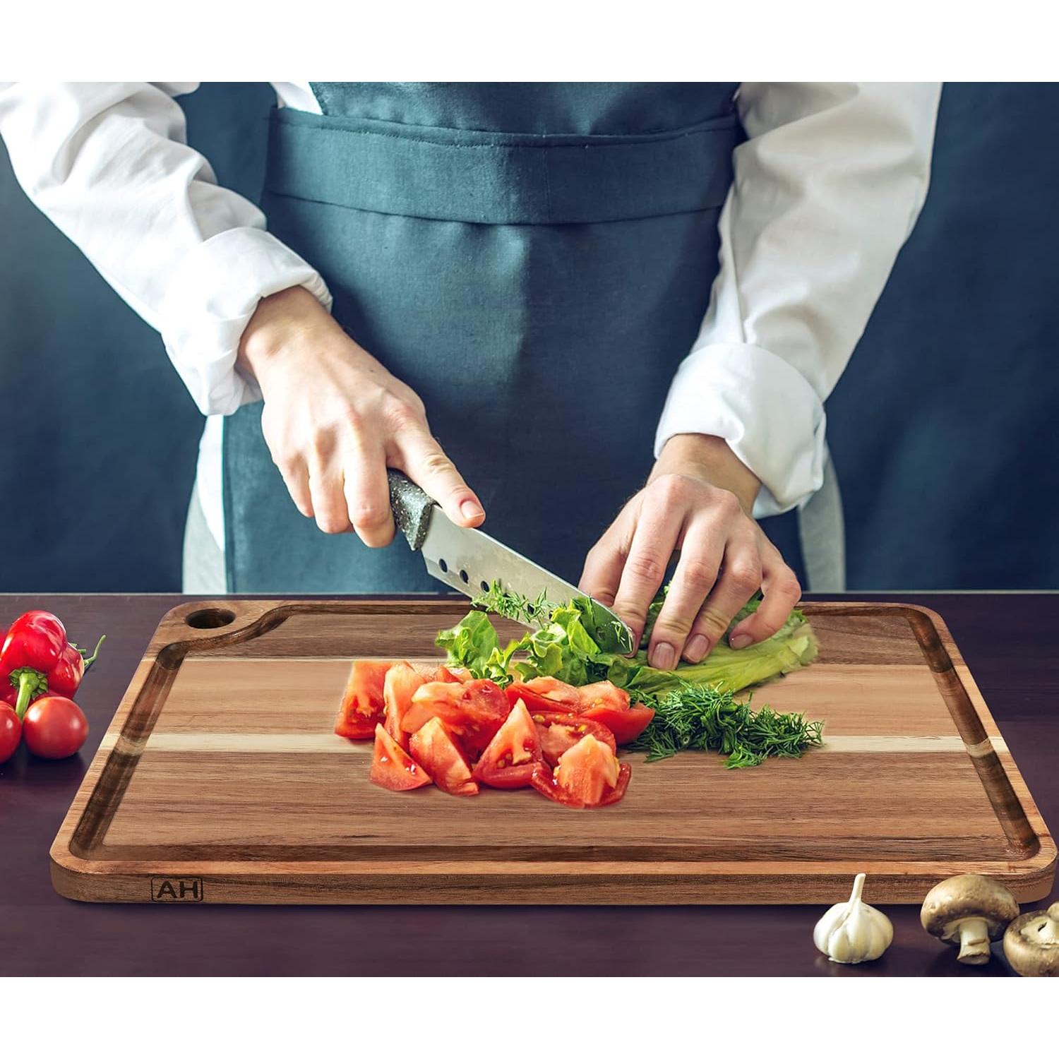 Tabla de Cortar Grande de Madera de Acacia AZRHOM 45.7x30.5 cm