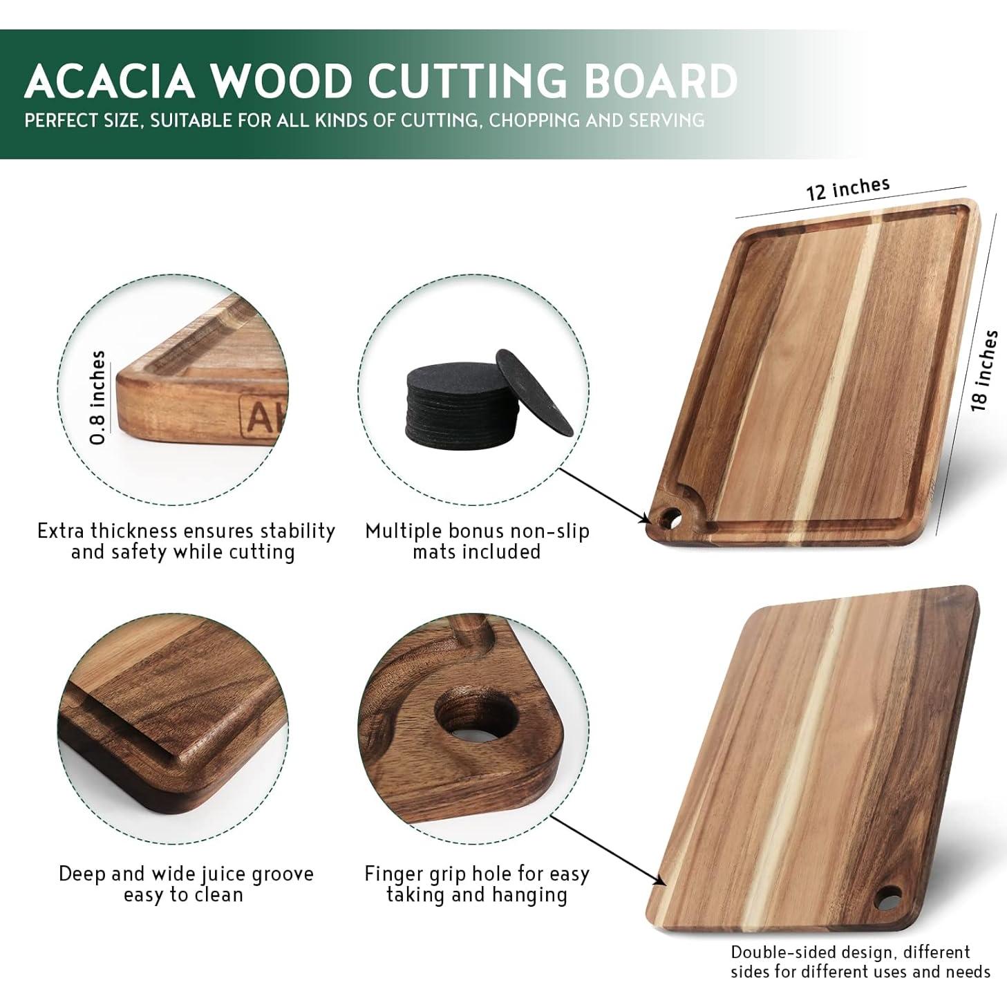 Tabla de Cortar Grande de Madera de Acacia AZRHOM 45.7x30.5 cm