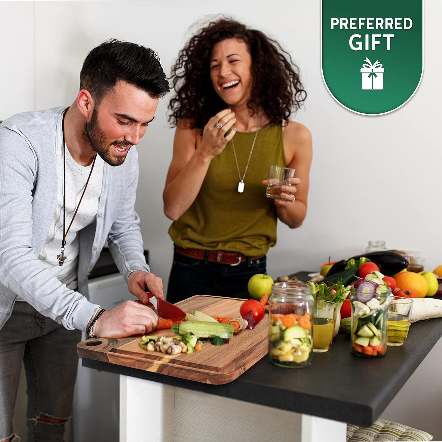 Tabla de Cortar Grande de Madera de Acacia AZRHOM 45.7x30.5 cm