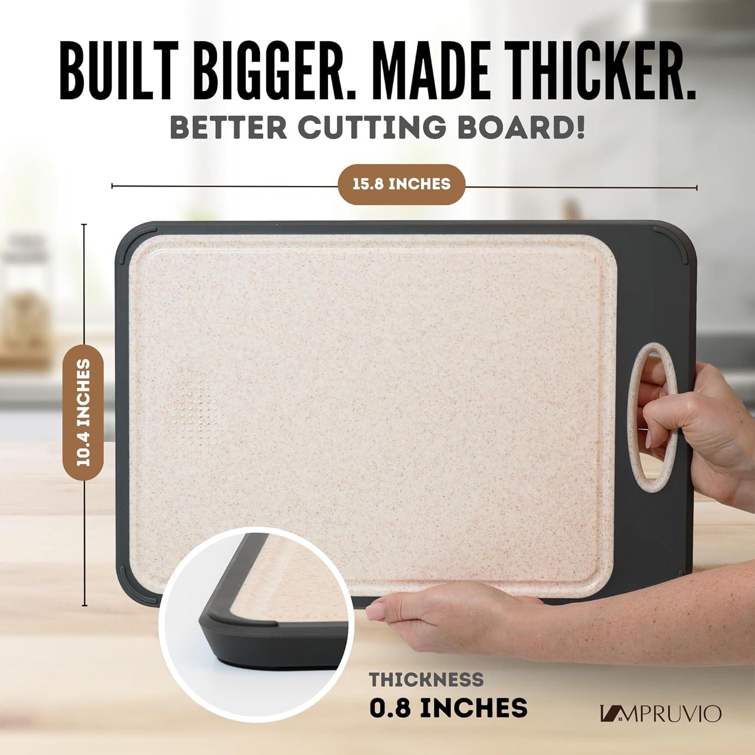 Double-Sided Cutting Board for Kitchen 16”×11” – Food-Grade Stainless Steel & Wheat Straw PP Board, Easy-To-Clean, Dishwasher Safe, Non-Toxic, Knife-Friendly, Scratch & Rust-Resistant, Non-Slip Design