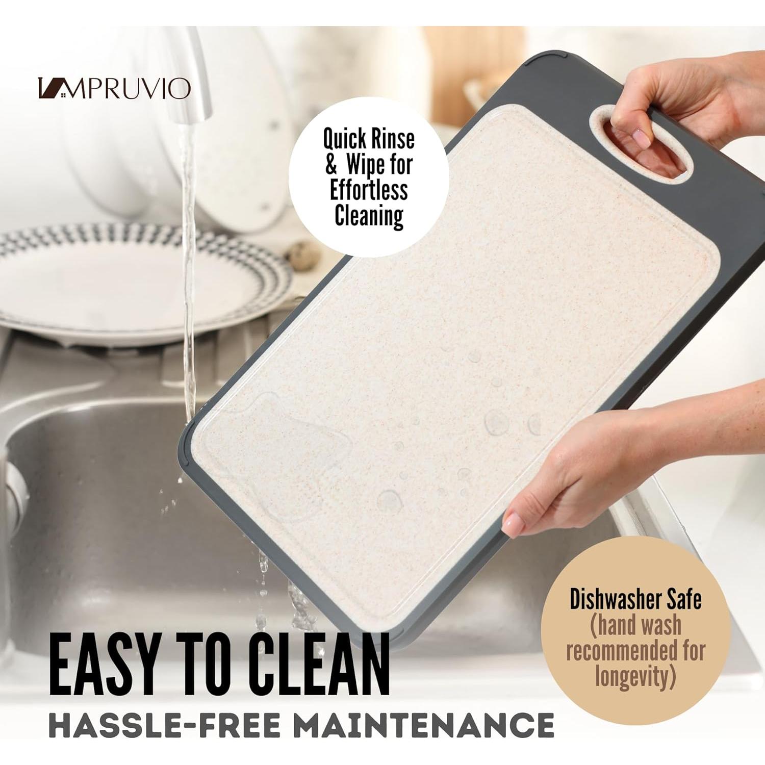 Double-Sided Cutting Board for Kitchen 16”×11” – Food-Grade Stainless Steel & Wheat Straw PP Board, Easy-To-Clean, Dishwasher Safe, Non-Toxic, Knife-Friendly, Scratch & Rust-Resistant, Non-Slip Design