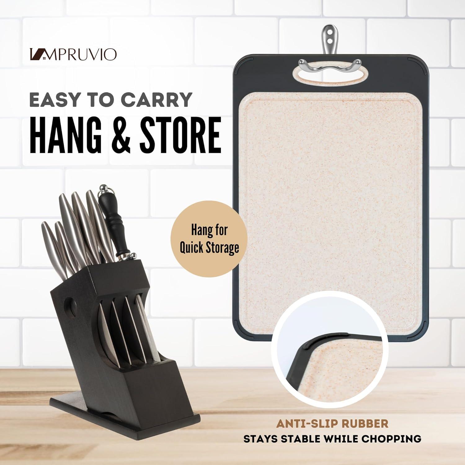 Double-Sided Cutting Board for Kitchen 16”×11” – Food-Grade Stainless Steel & Wheat Straw PP Board, Easy-To-Clean, Dishwasher Safe, Non-Toxic, Knife-Friendly, Scratch & Rust-Resistant, Non-Slip Design