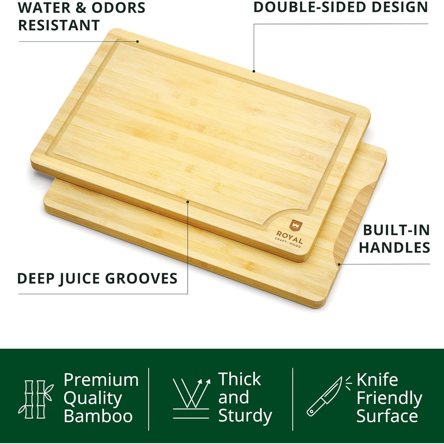 Tabla de Cortar de Bambú Orgánico Royal Craft Wood 30.48x20.32 cm