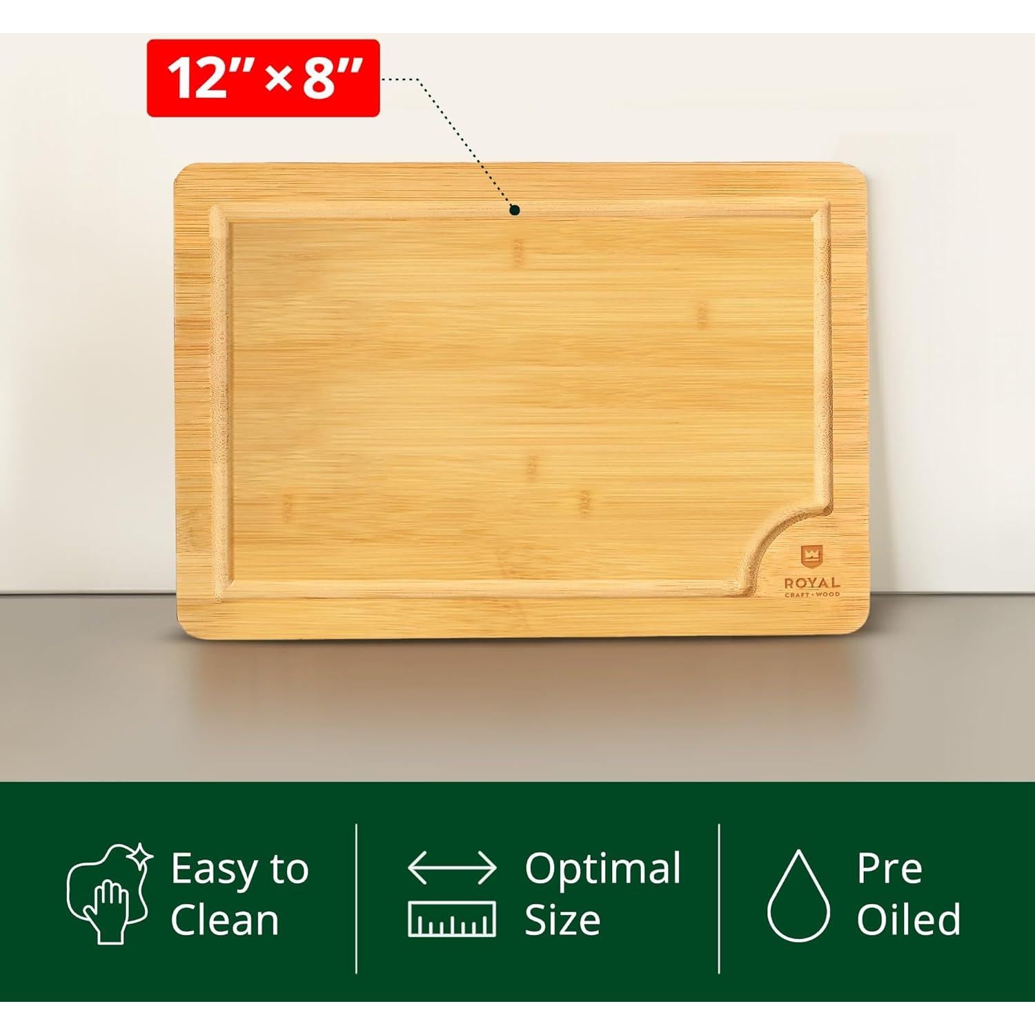 Tabla de Cortar de Bambú Orgánico Royal Craft Wood 30.48x20.32 cm