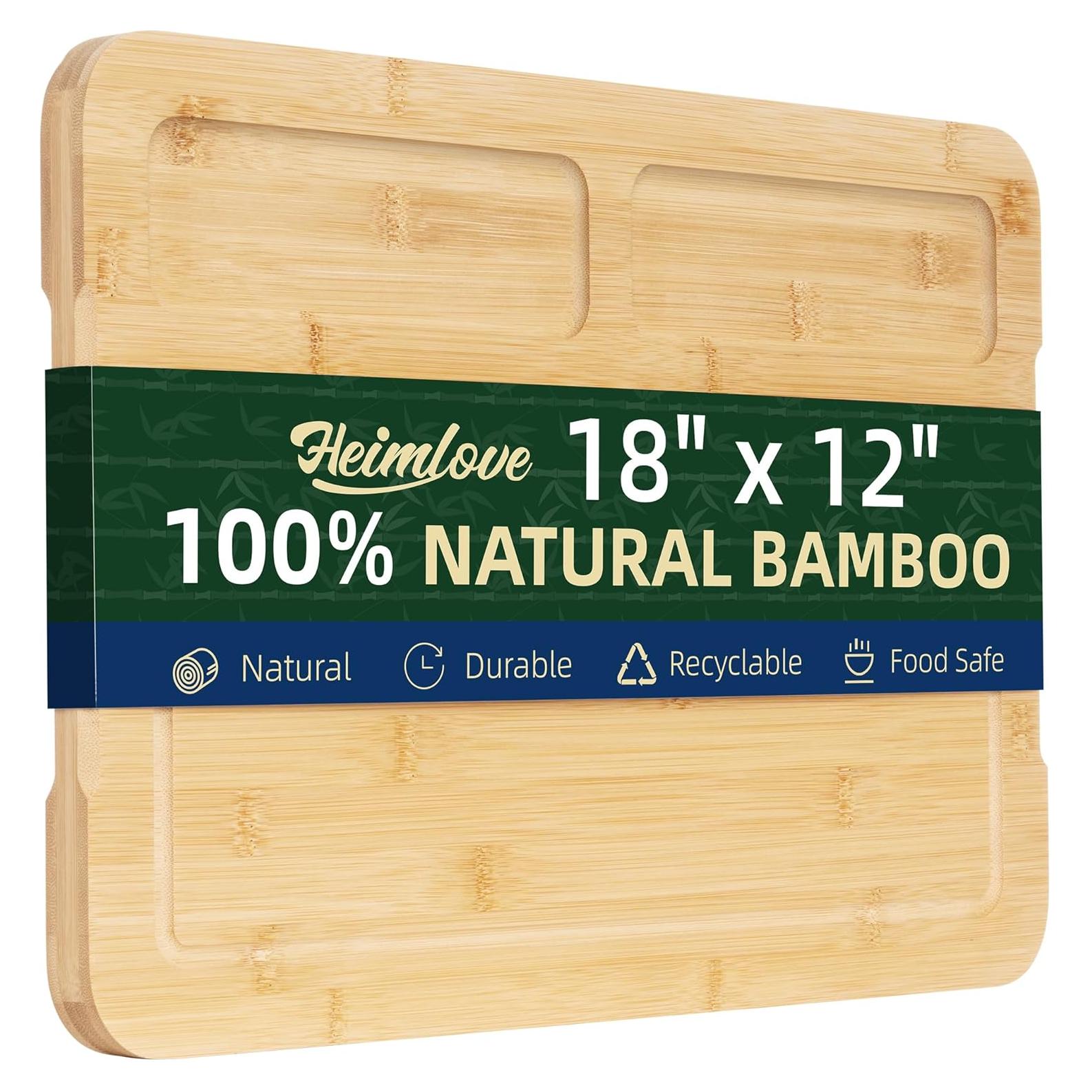 Tabla de Cortar Grande Heimlove de Bambú 45.72x30.48 cm