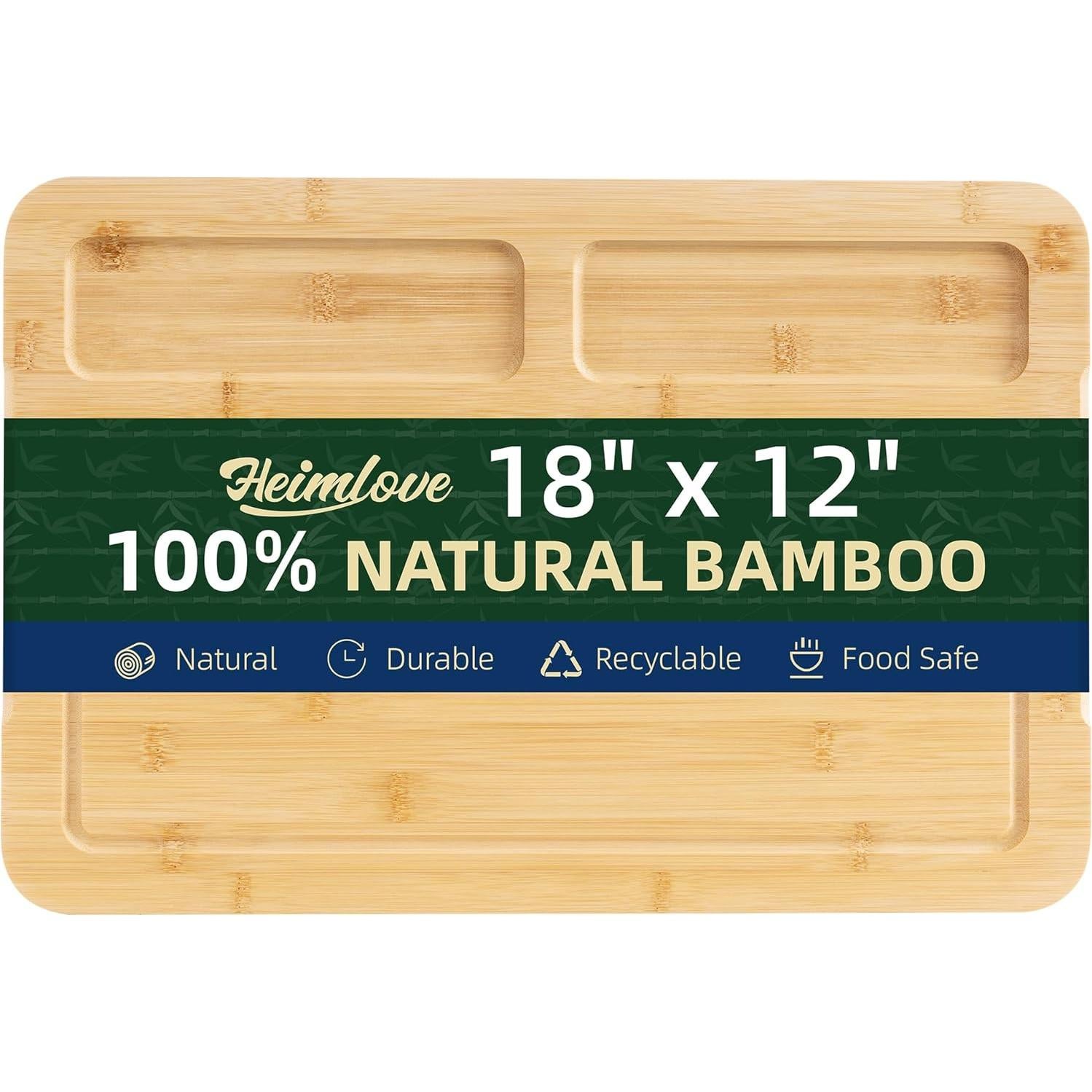 Tabla de Cortar Grande Heimlove de Bambú 45.72x30.48 cm