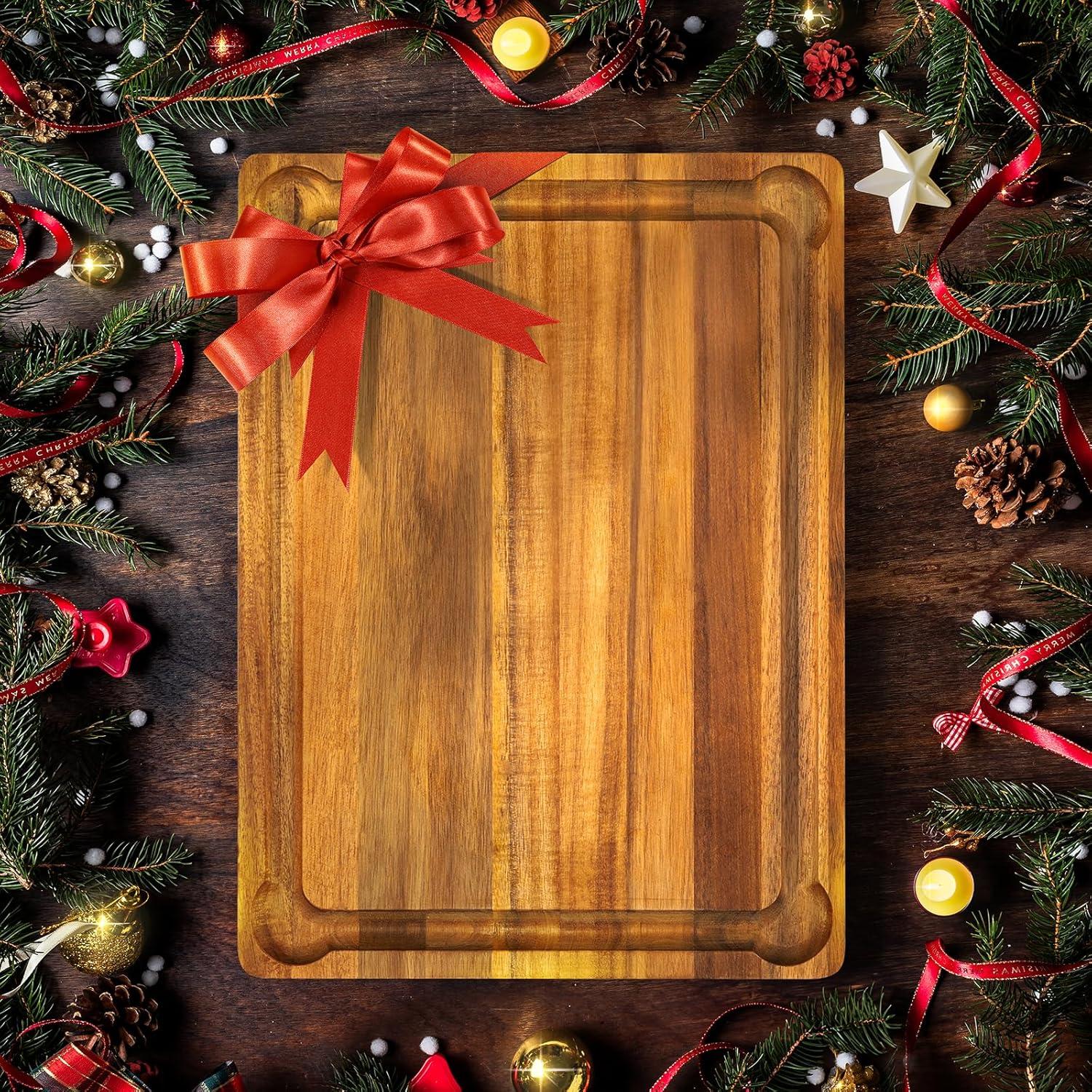 Tabla de Cortar de Madera de Acacia Yes4All 61x46cm con Surcos