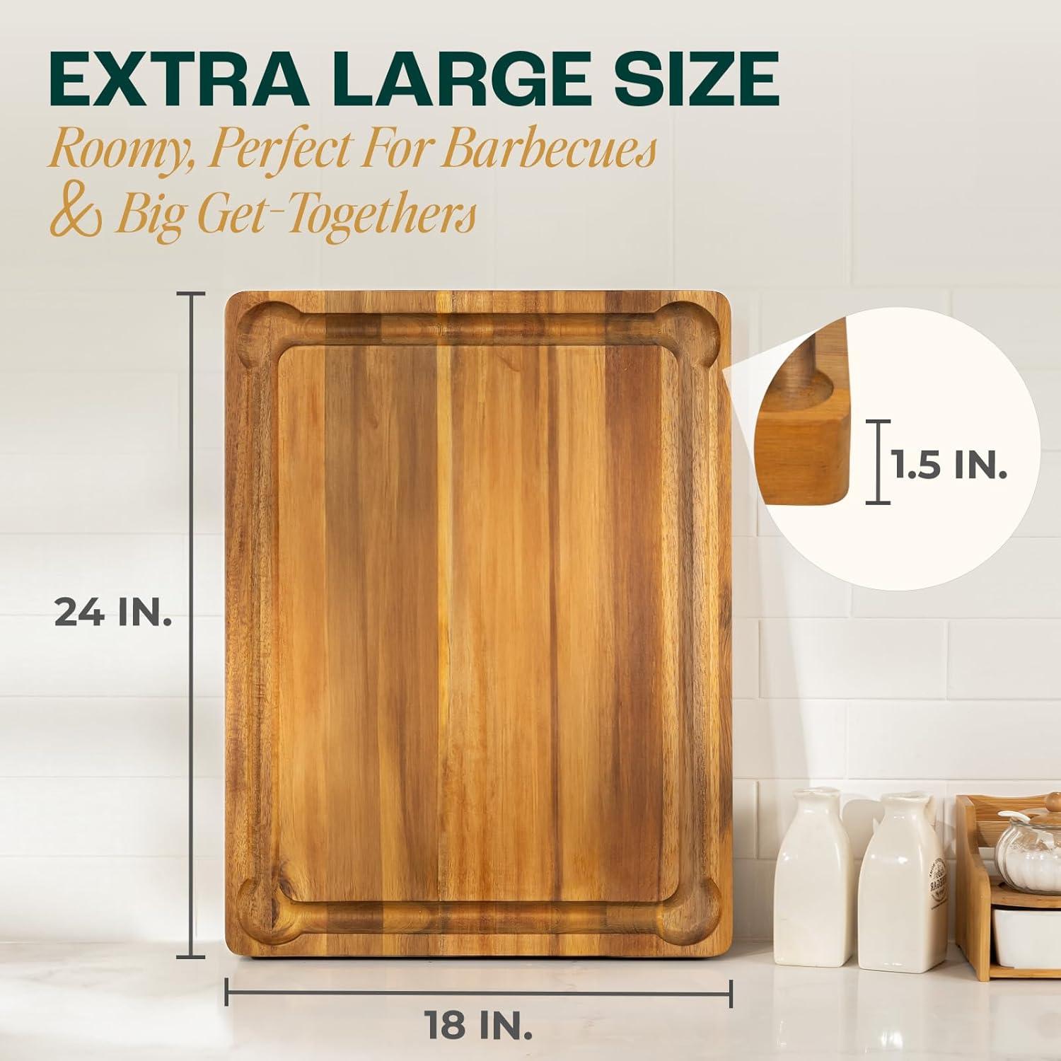 Tabla de Cortar de Madera de Acacia Yes4All 61x46cm con Surcos