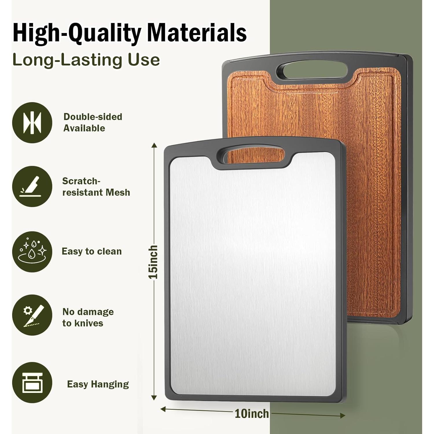 Tabla de Cortar Doble Cara Sutaig 38.1 cm Titanio y Ébano