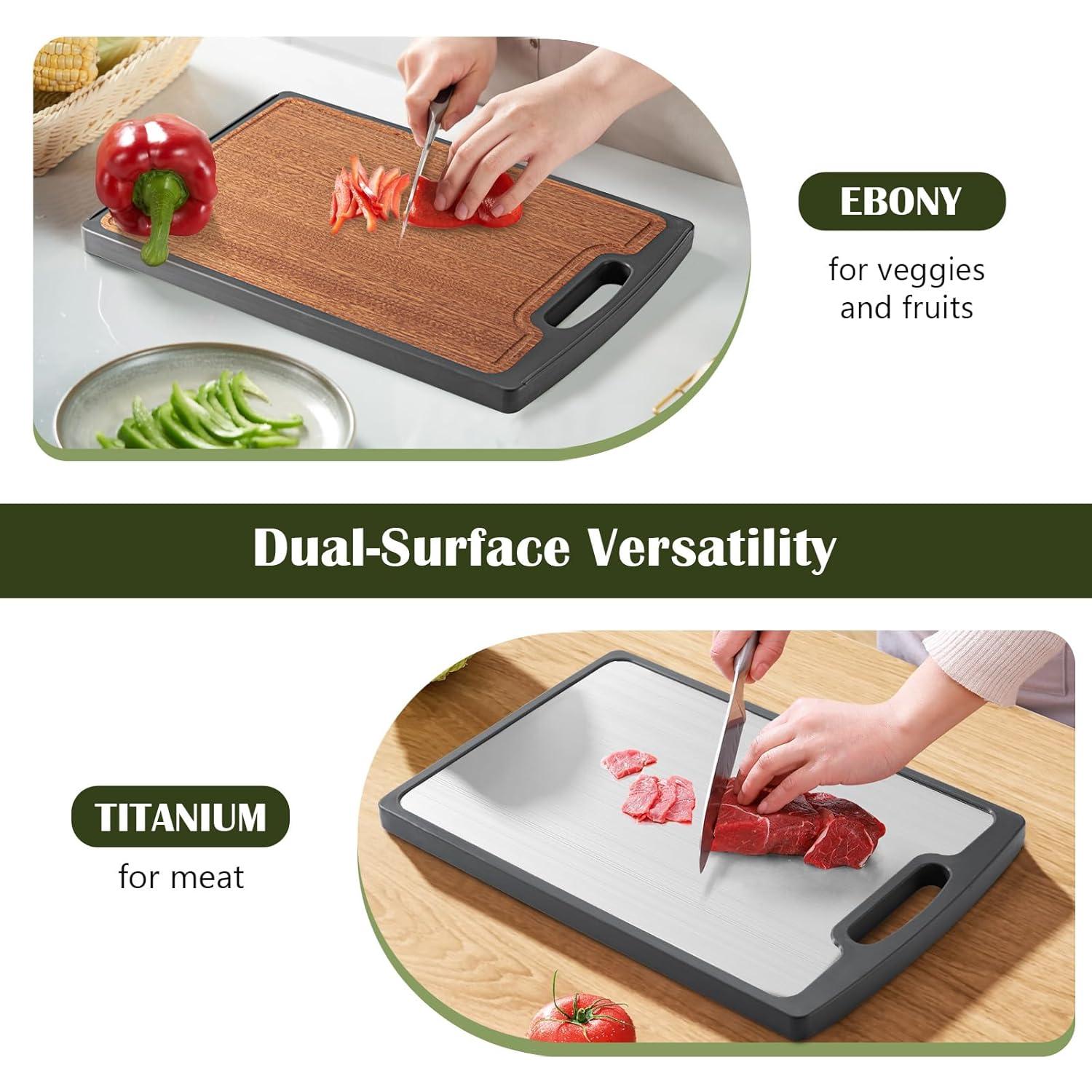 Tabla de Cortar Doble Cara Sutaig 38.1 cm Titanio y Ébano